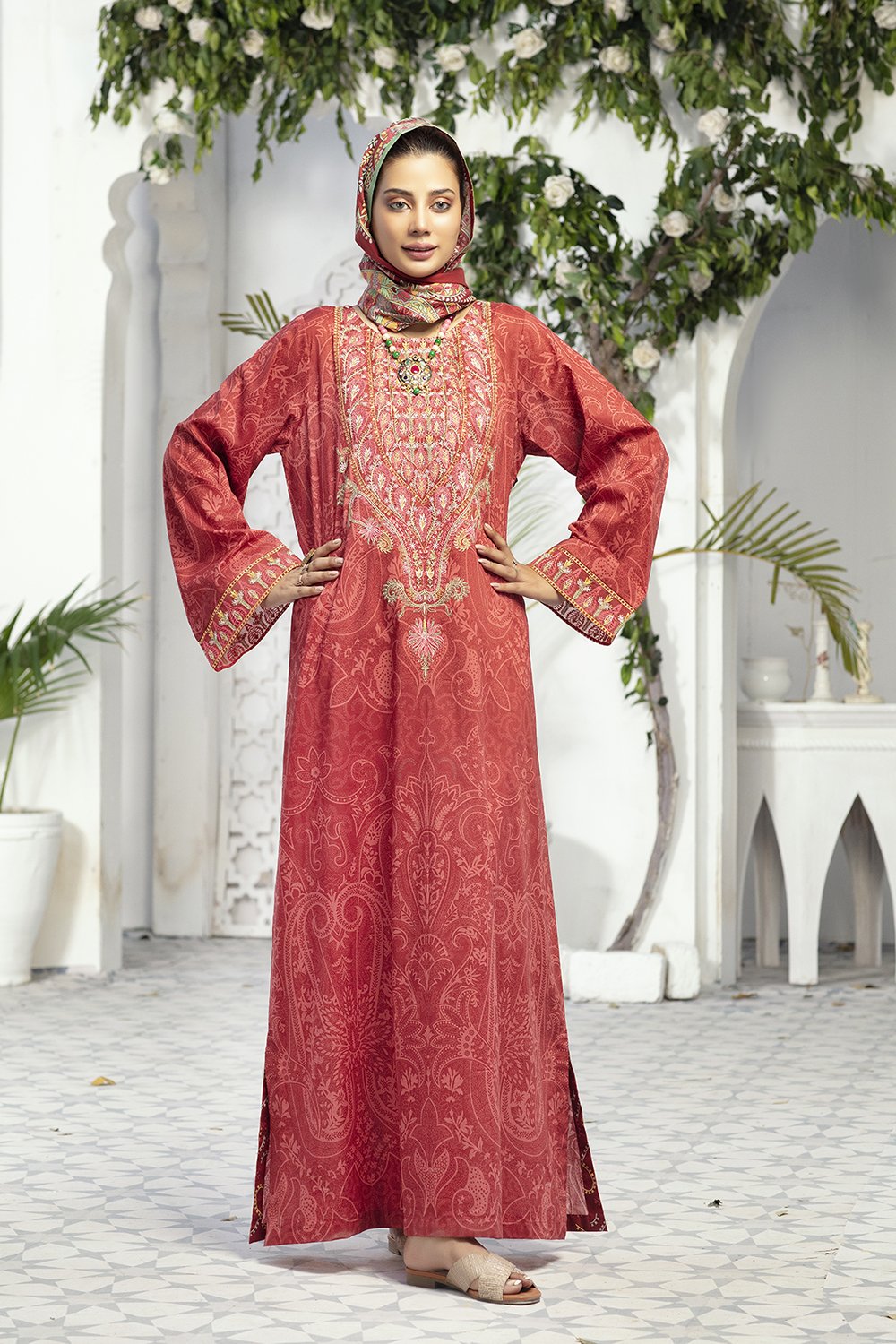 DE20-23 Printed Embroidered Stitched Fustaan 1PC