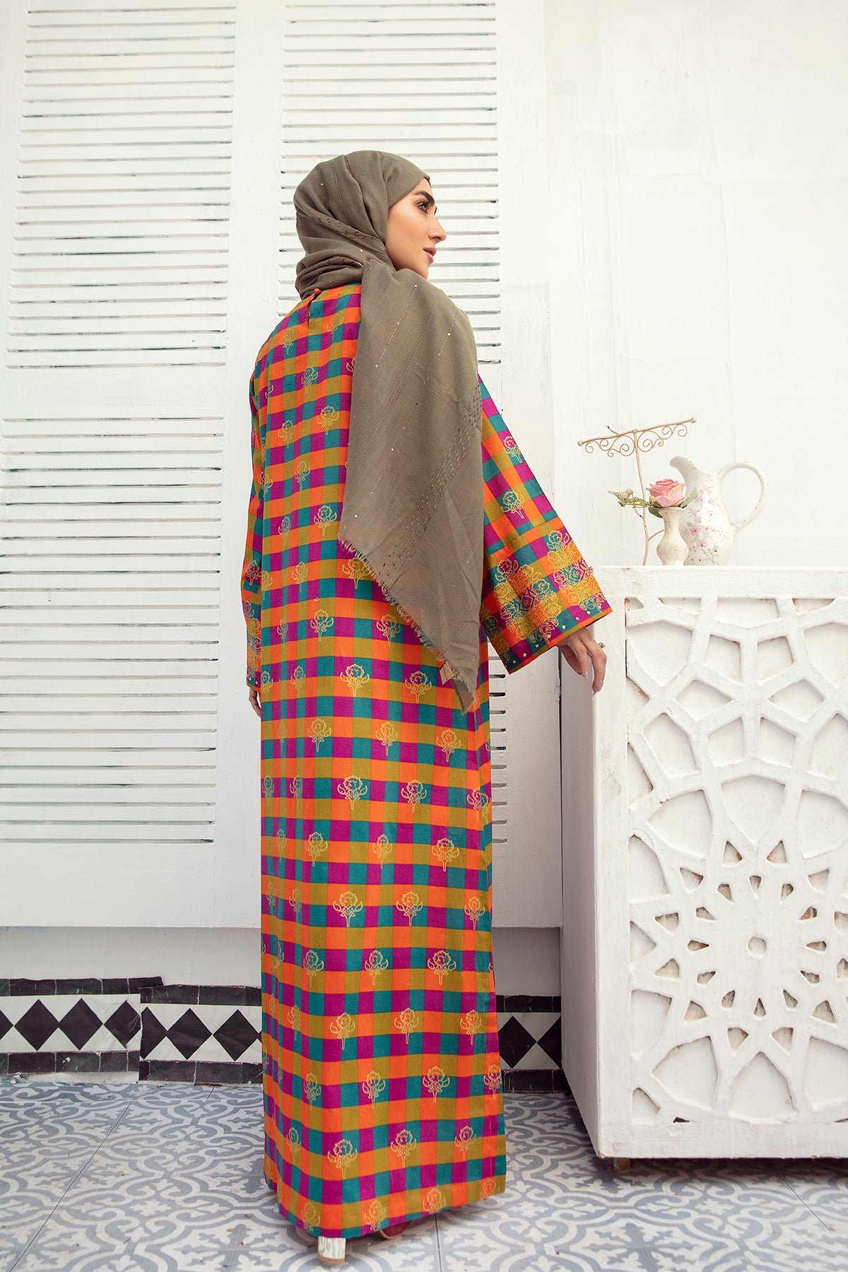 DE21-23-Basic Embroidered with Adda Embellished Fustaan-1PC