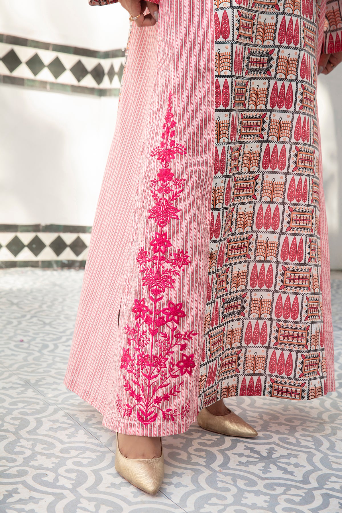 DE21-24-Embroidered Mix and Match Stitched Fustaan-1PC