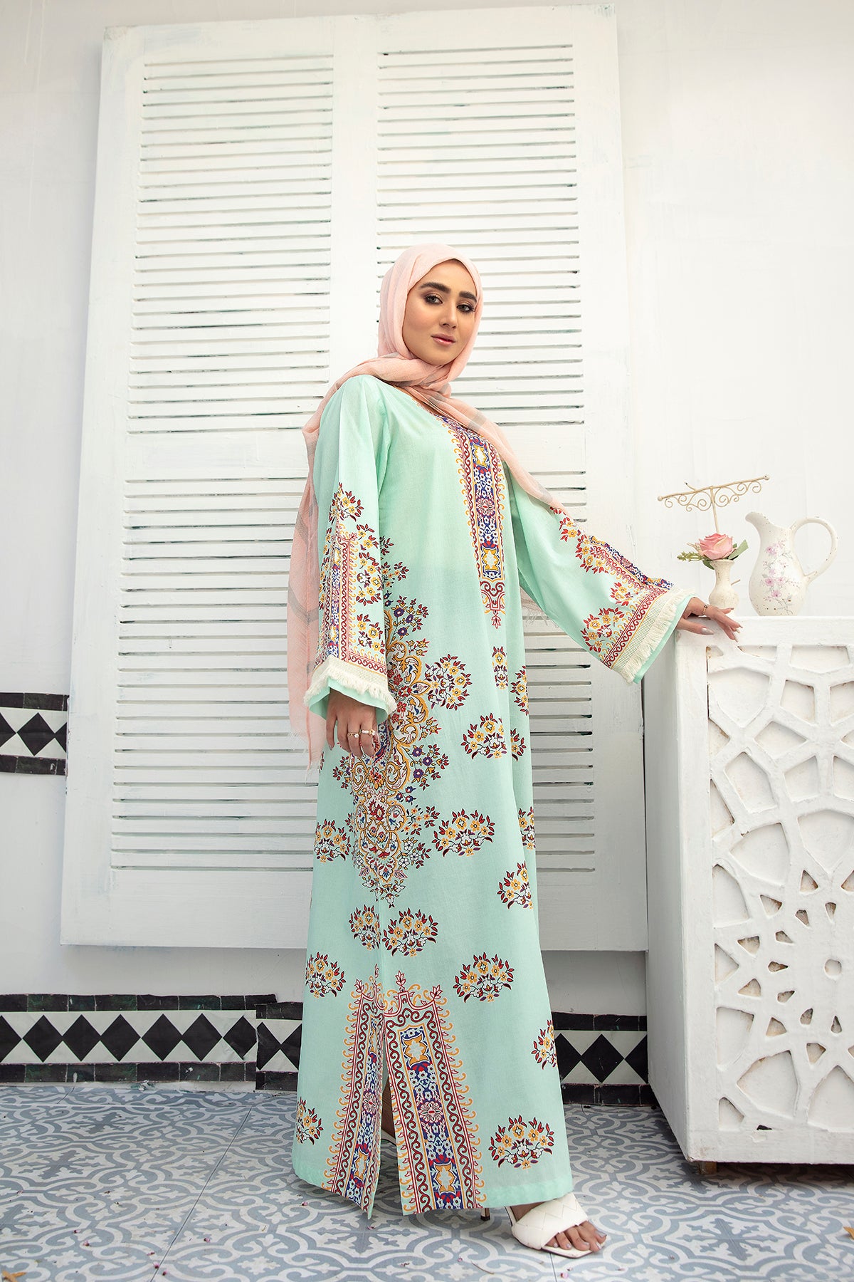 DE21-27-Digital Lawn Stitched Fustaan -1PC