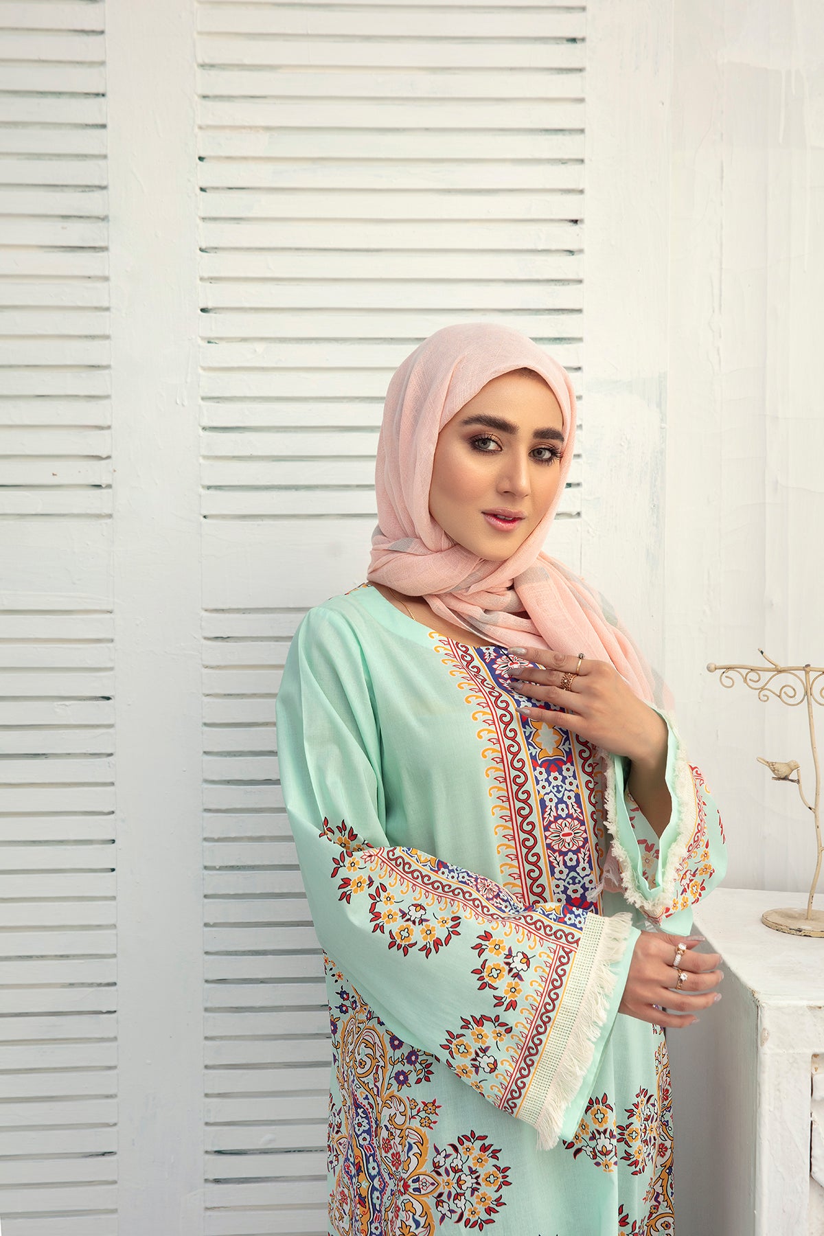 DE21-27-Digital Lawn Stitched Fustaan -1PC