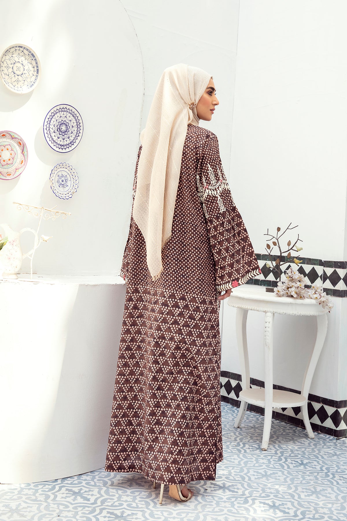 DE21-28-Embroidered Detailing Stitched Fustaan-1PC