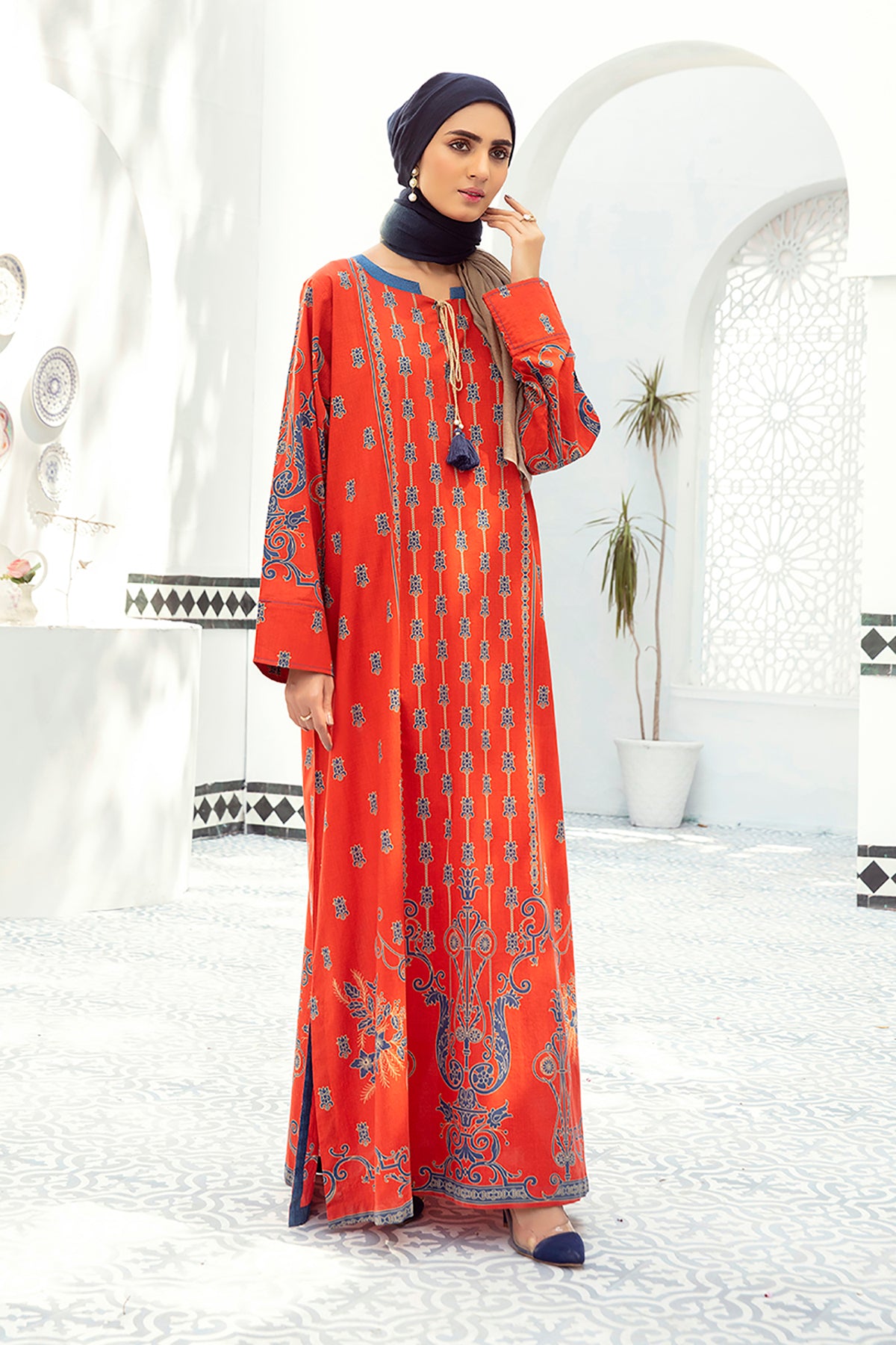 DE21-30-Stylized Neckline & Adda Detailing Stitched Fustaan-1PC