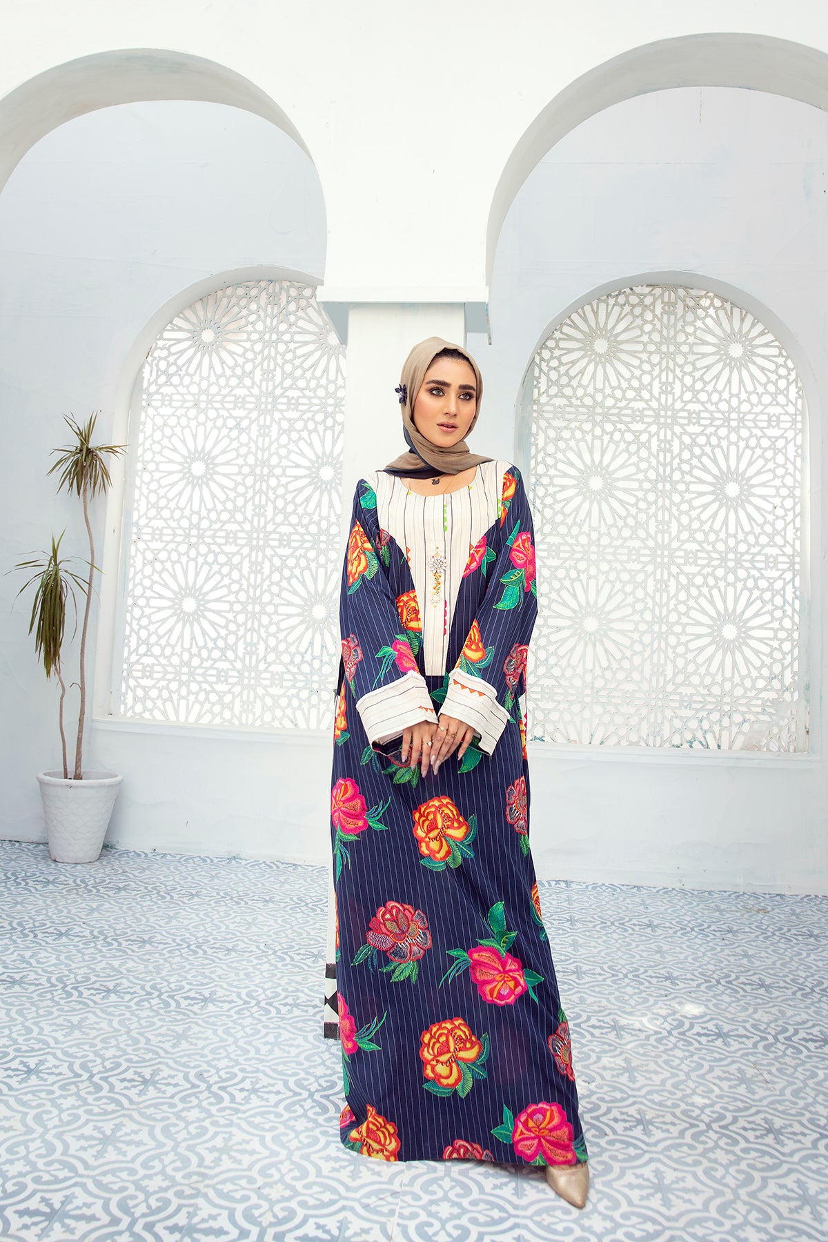 DE21-43-Mix And Match Embellished Detailing Stitched Fustaan-1PC