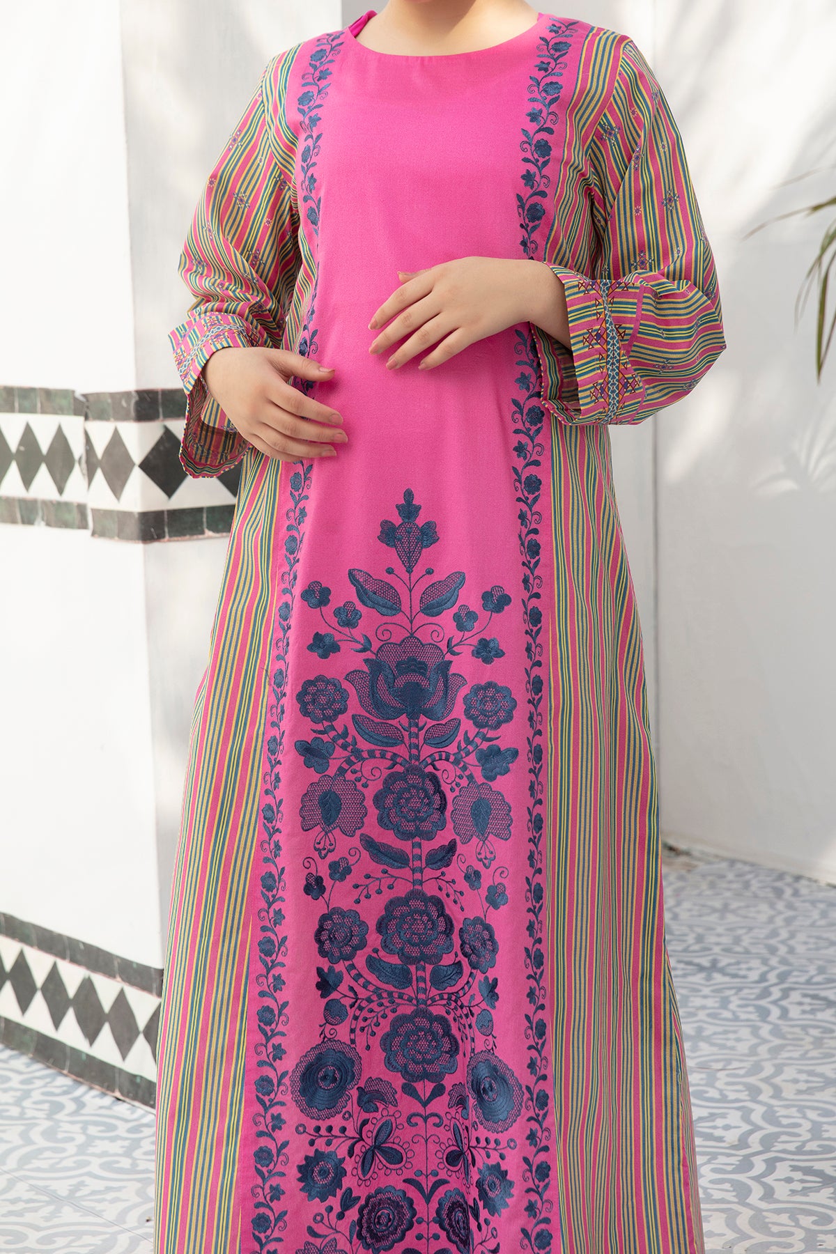 DE21-45 Mix And Match Embroidered Paneled Stitched Fustaan-1PC