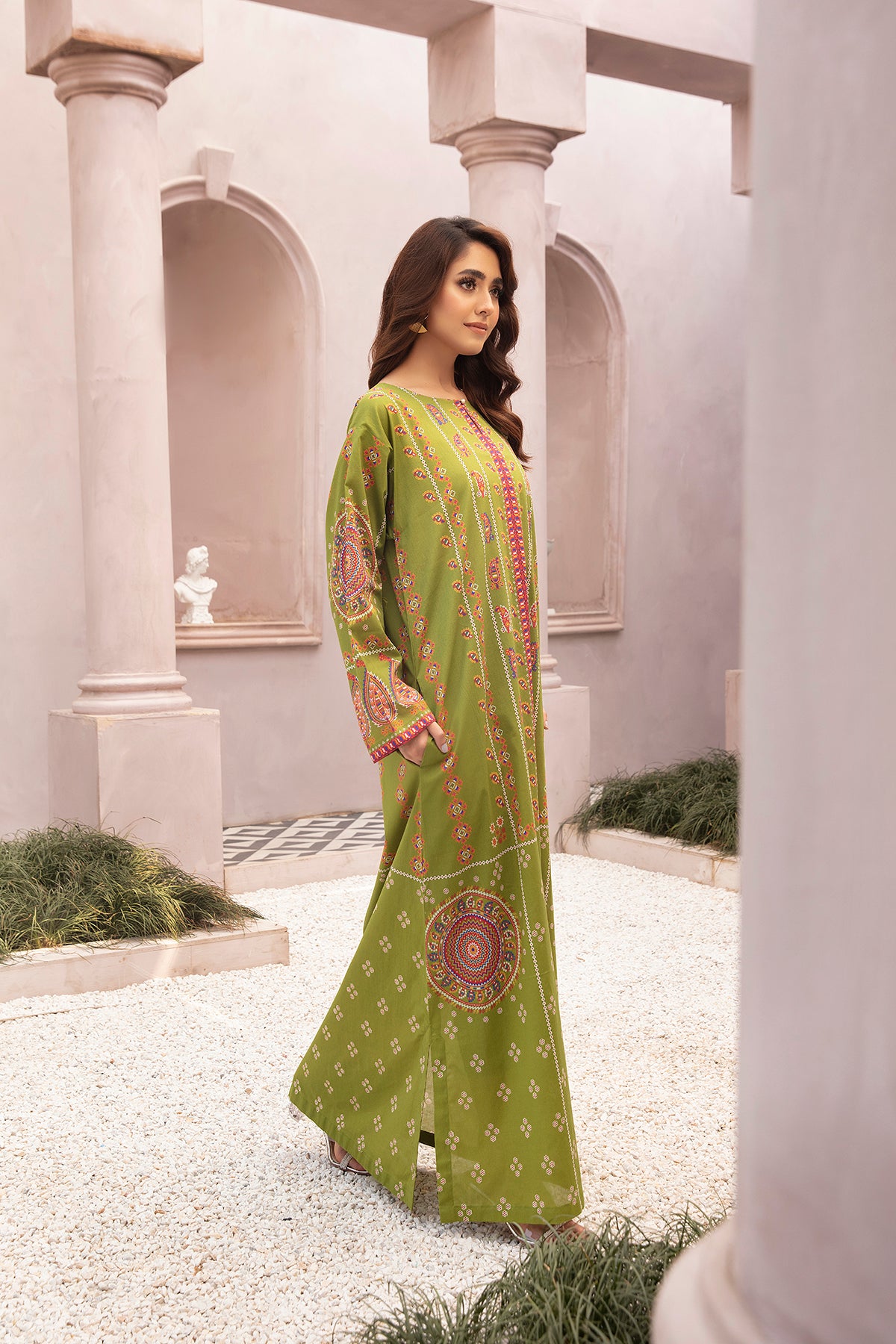 DE22-11-Side Pocket Printed Fustaan 1PC