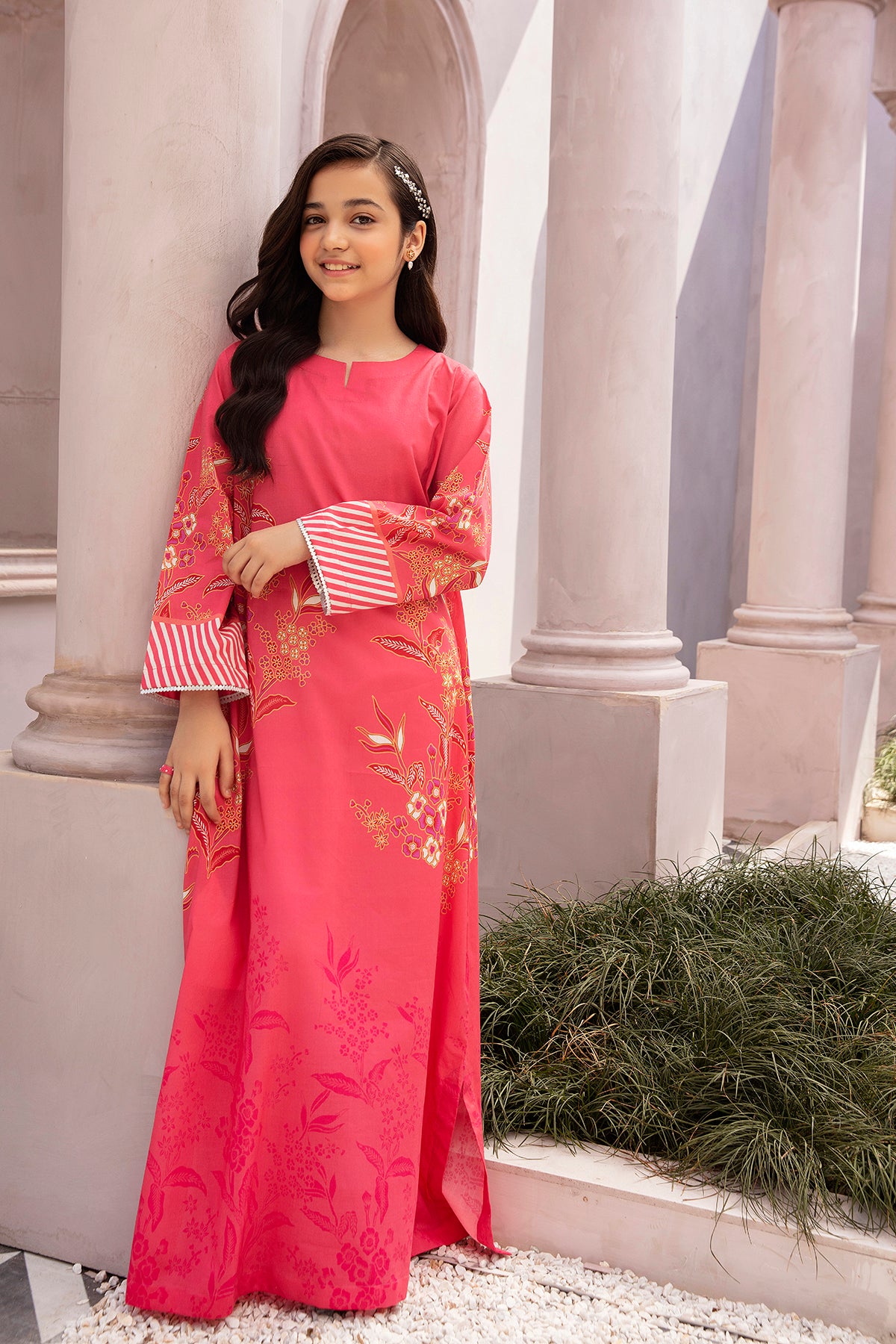 DE22-14-Round Neck Printed Fustaan 1PC