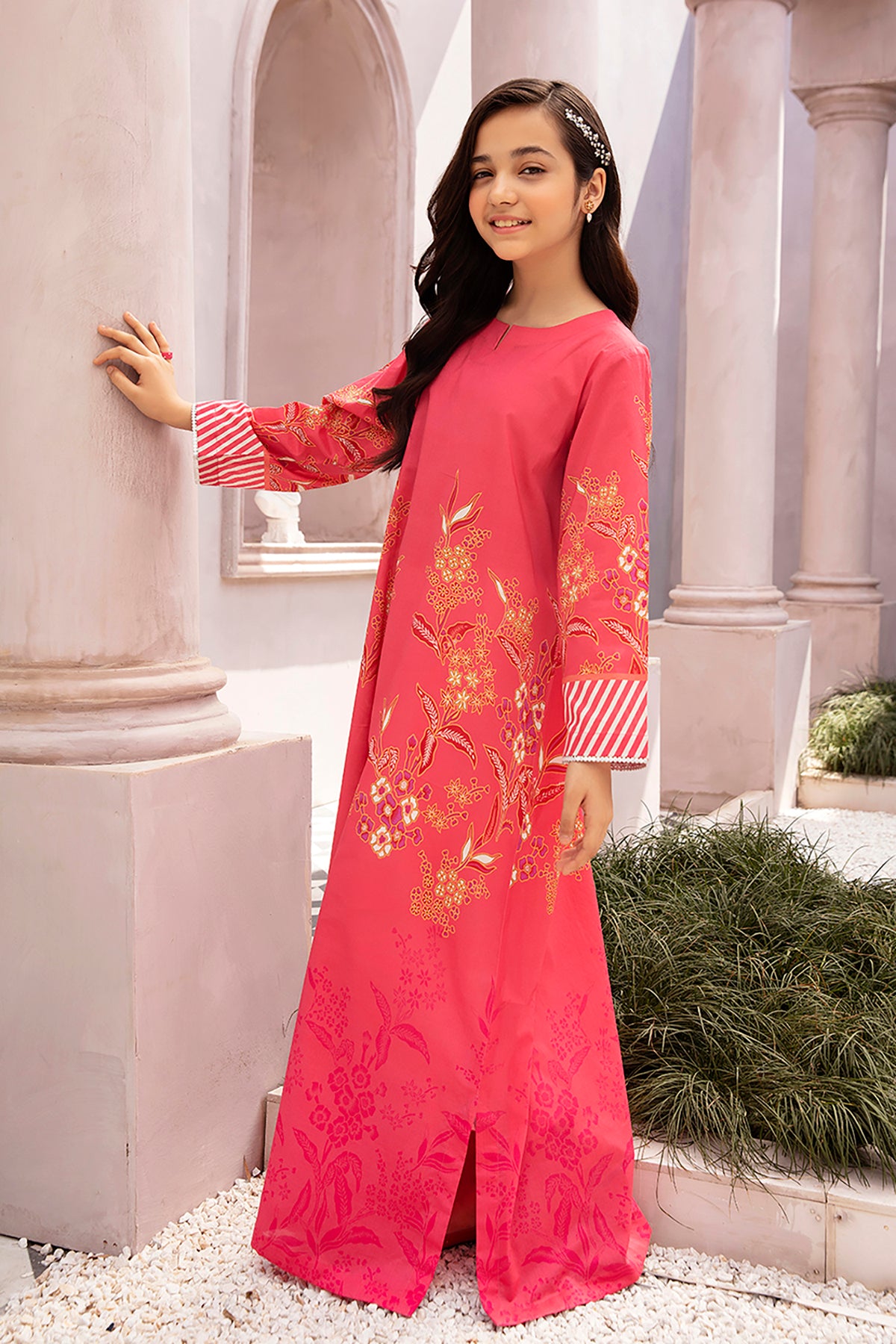DE22-14-Round Neck Printed Fustaan 1PC