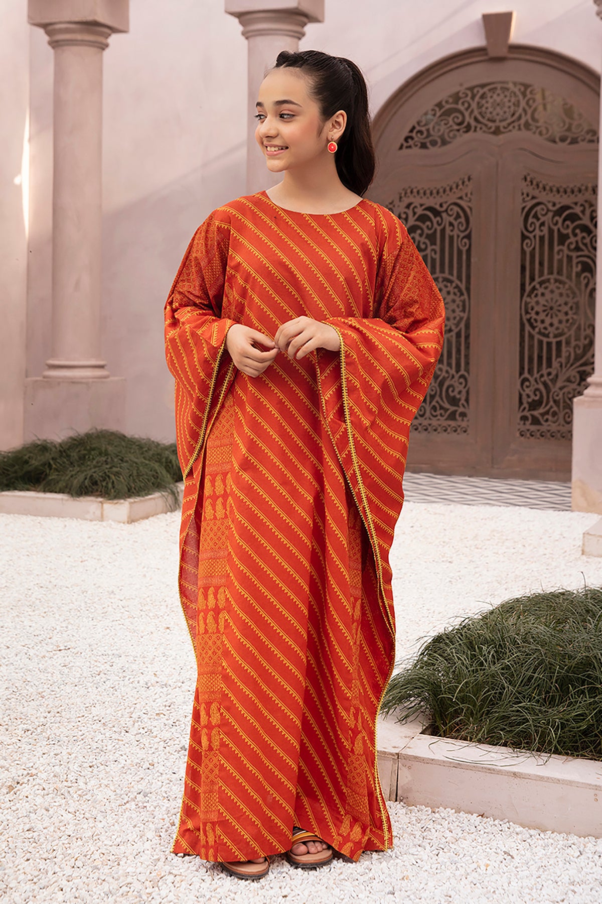 DE22-39-Printed Kaftan Fustaan 1PC