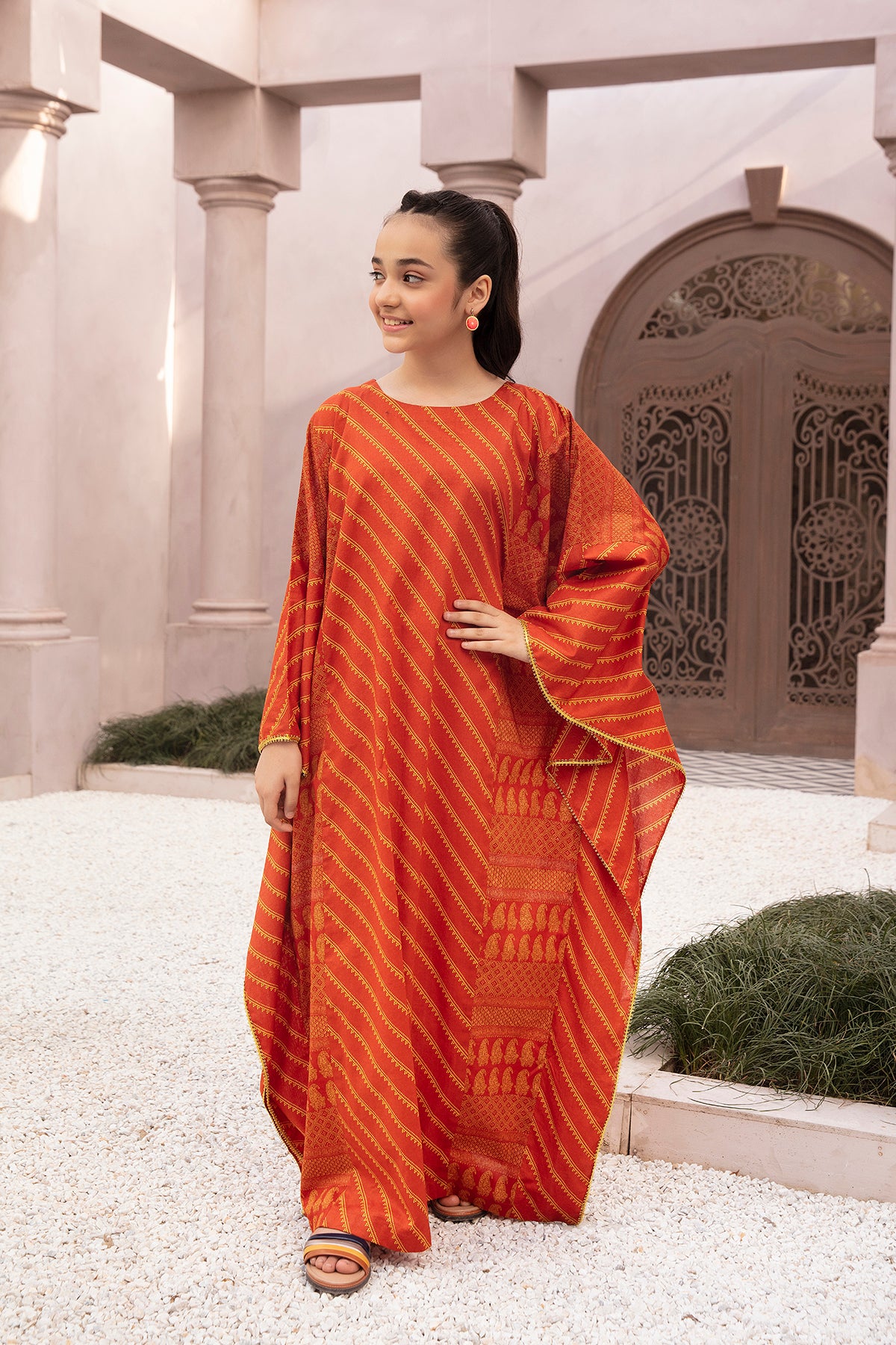 DE22-39-Printed Kaftan Fustaan 1PC