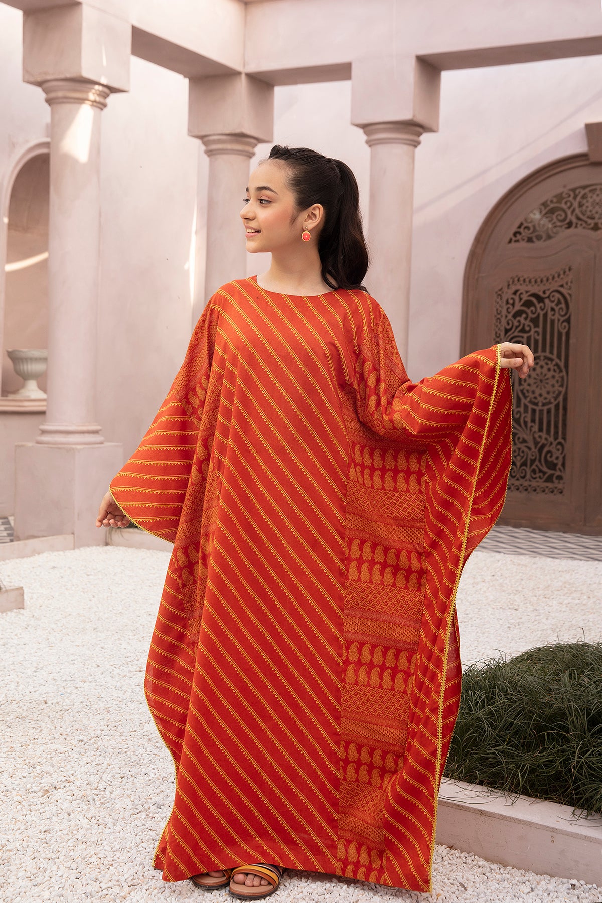 DE22-39-Printed Kaftan Fustaan 1PC