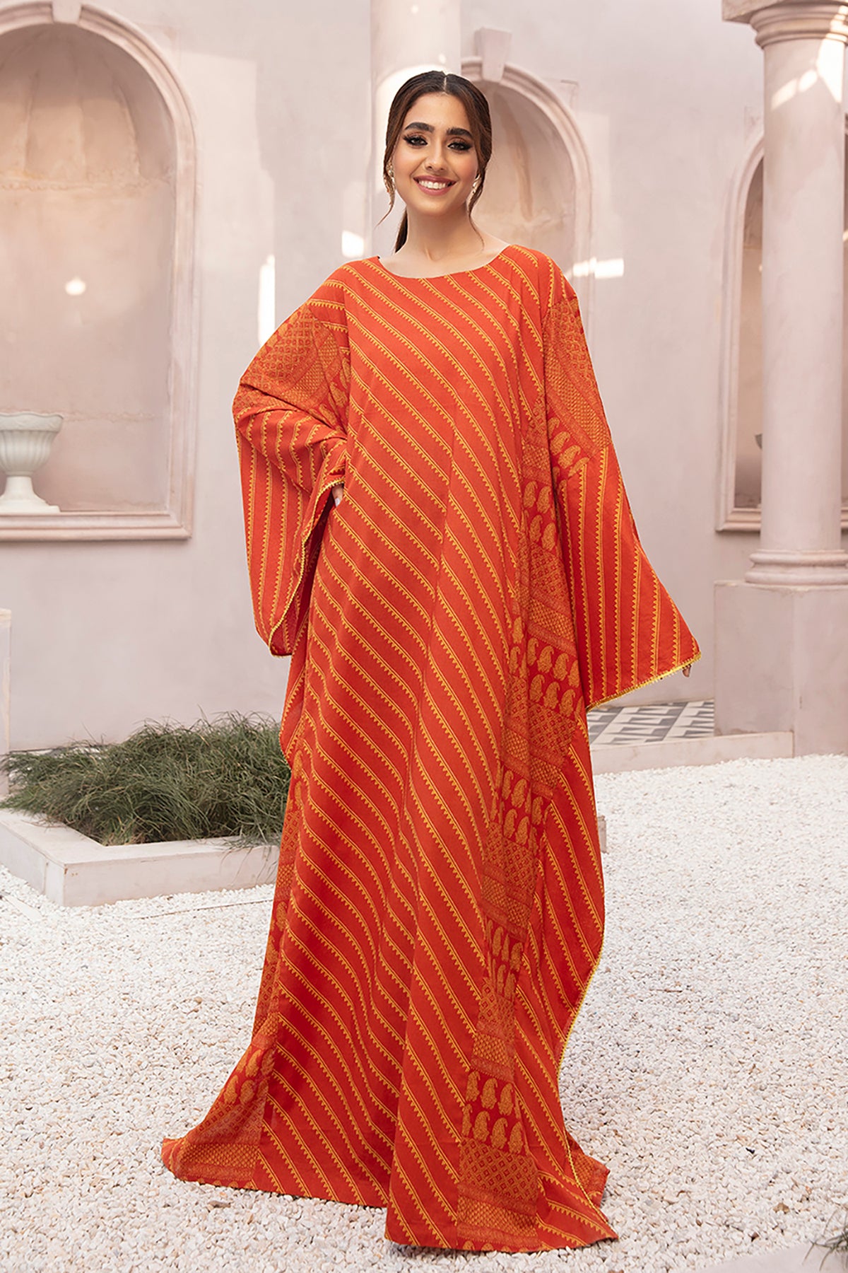 DE22-40-Printed Kaftan Fustaan 1PC