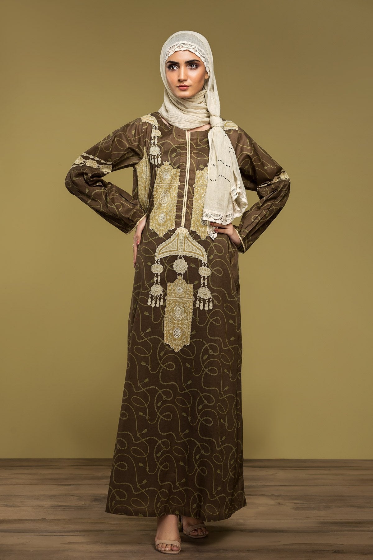 DS20-14 Printed Stitched Fustaan 1PC