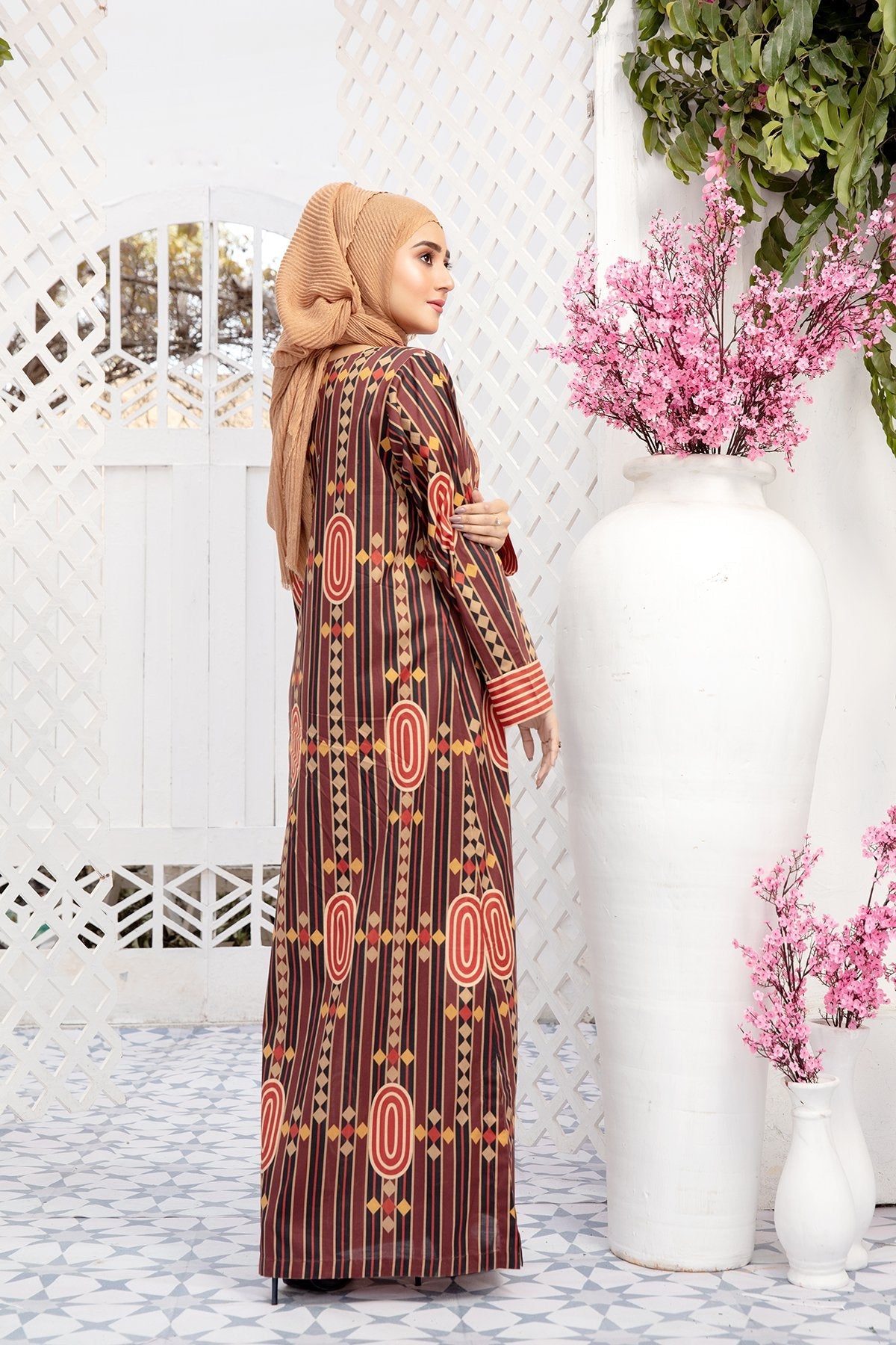 DS20-34 Printed Stitched Fustaan 1PC