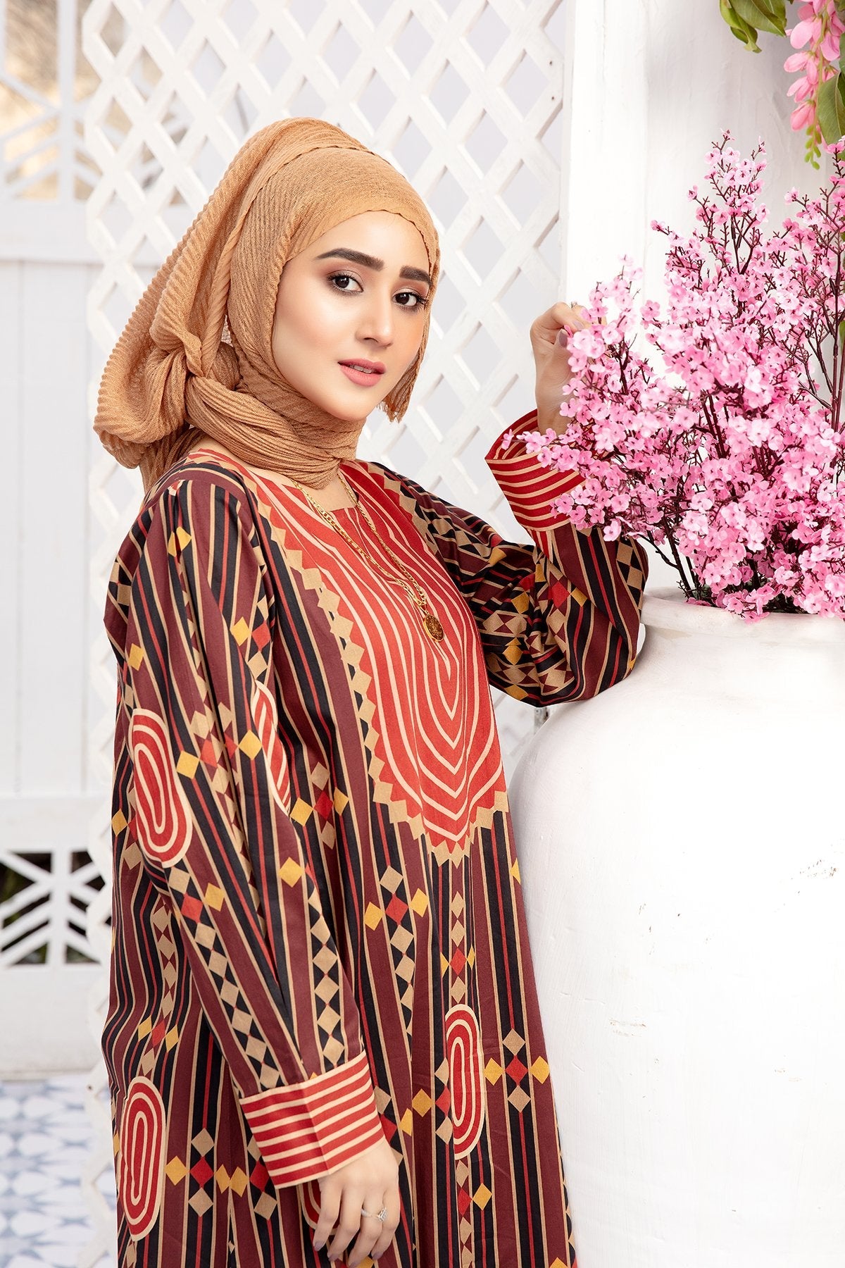 DS20-34 Printed Stitched Fustaan 1PC