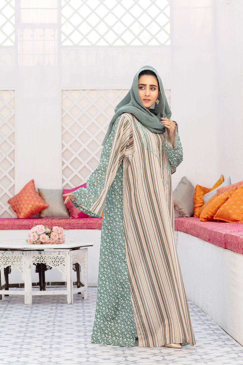 DS20-39 Printed Stitched Fustaan 1PC