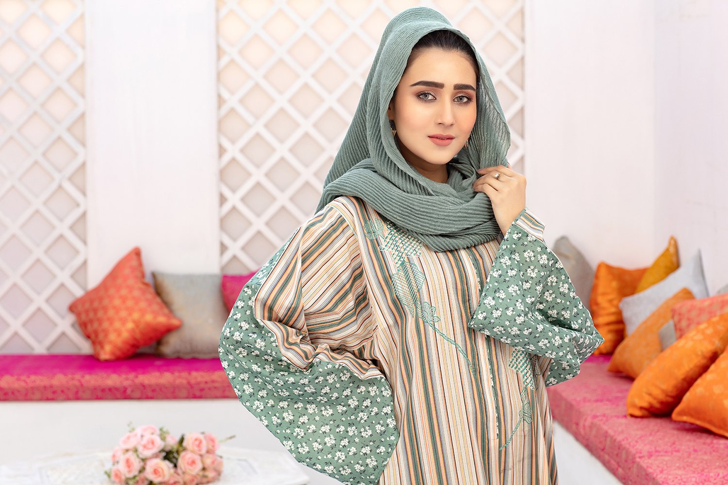 DS20-39 Printed Stitched Fustaan 1PC