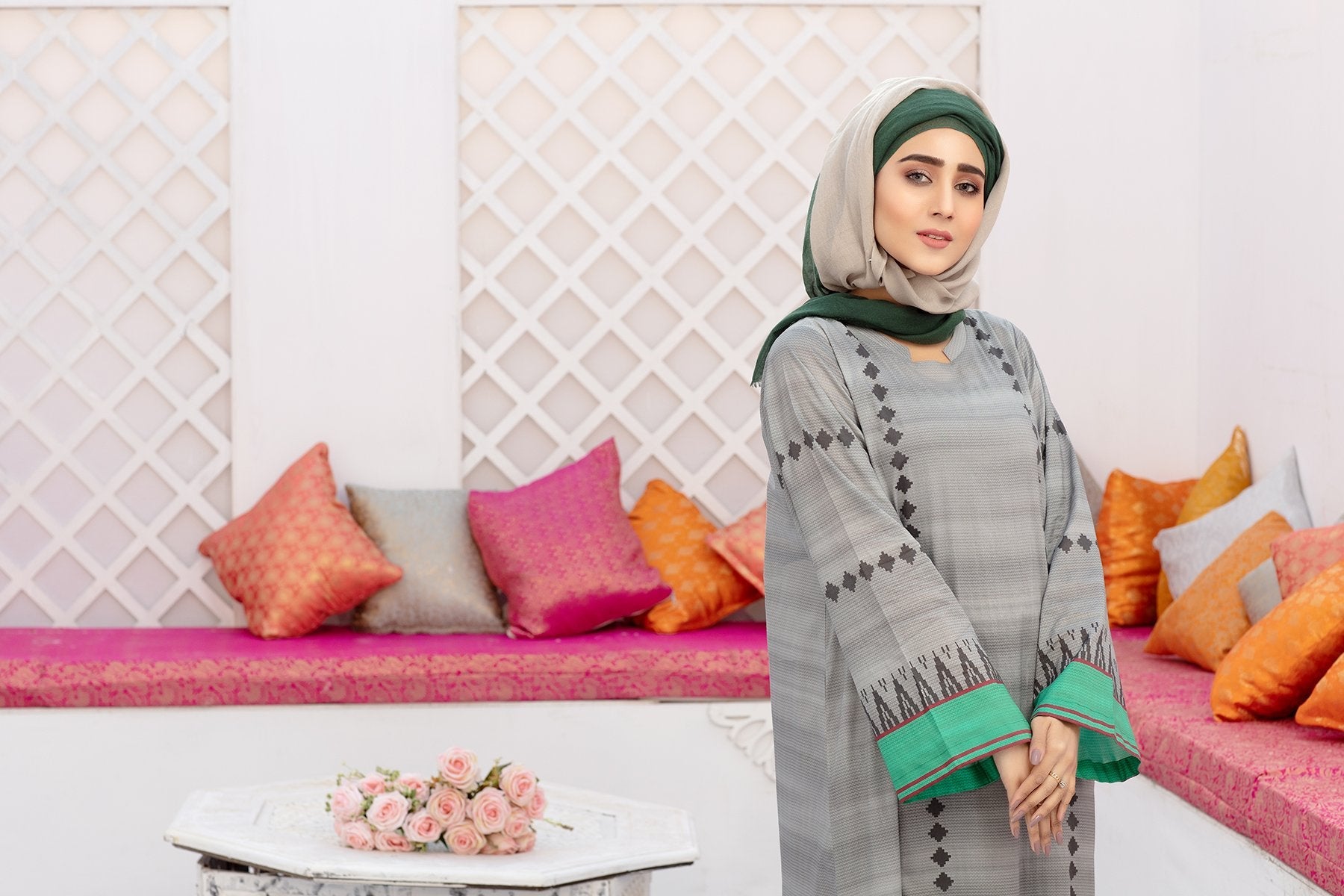 DS20-43 Printed Stitched Fustaan 1PC