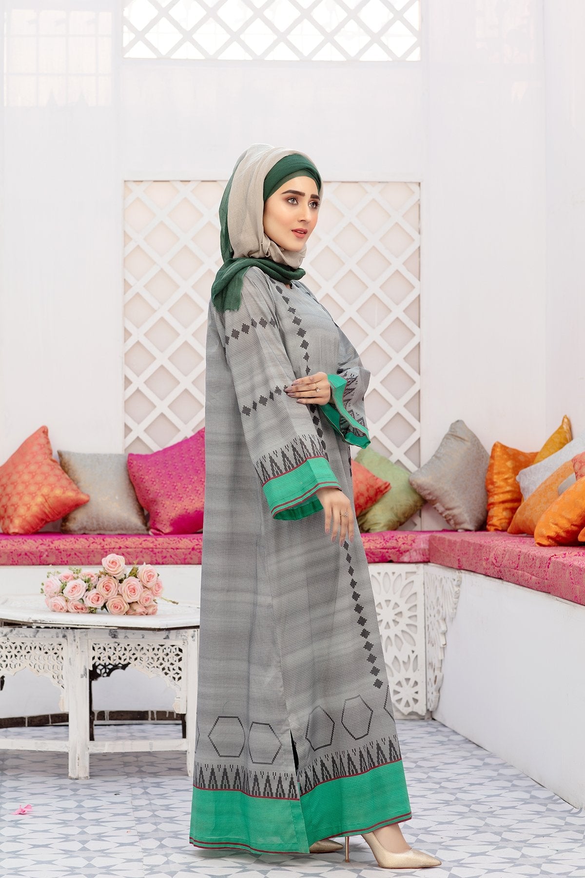 DS20-43 Printed Stitched Fustaan 1PC