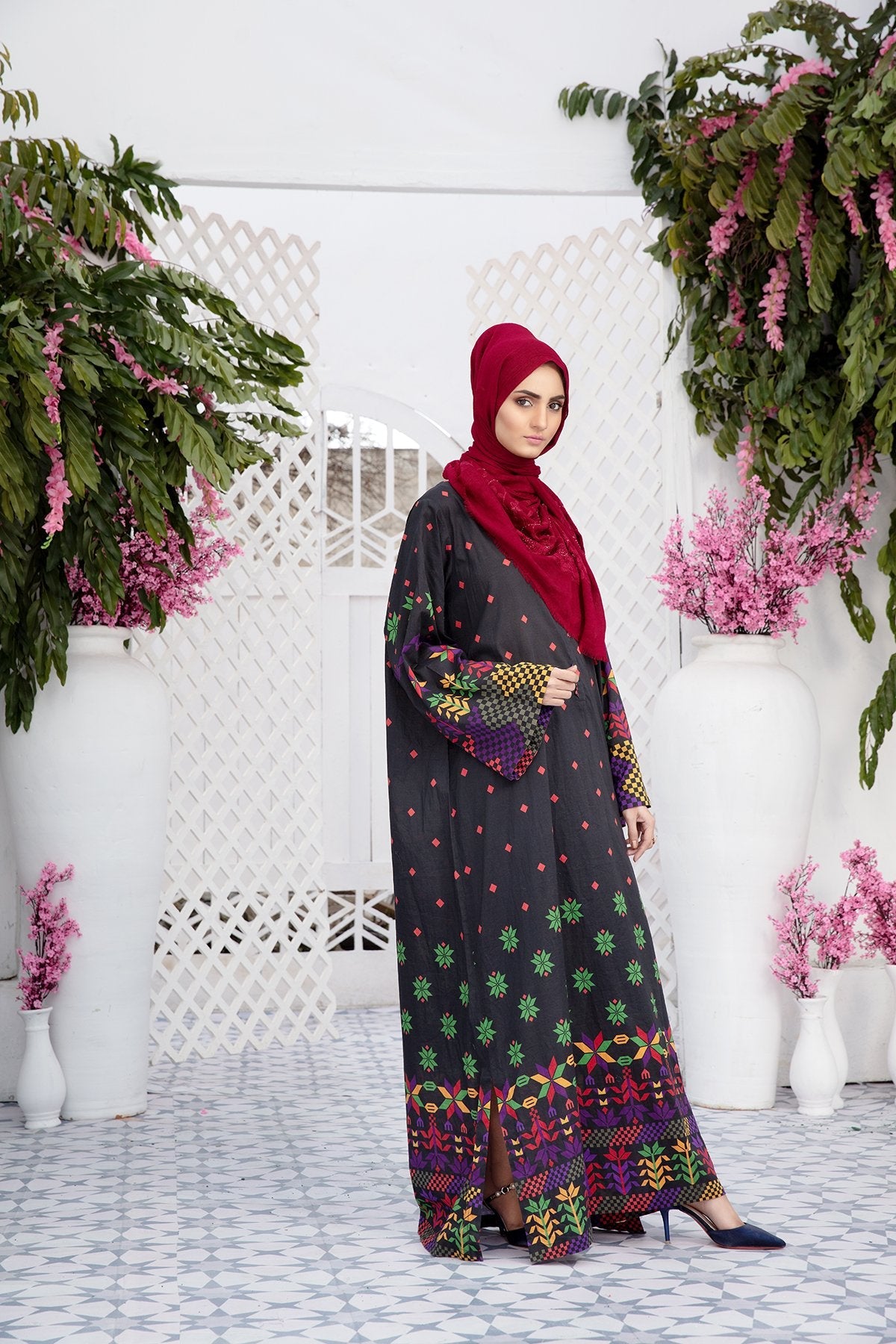 DS20-44 Printed Stitched Fustaan 1PC