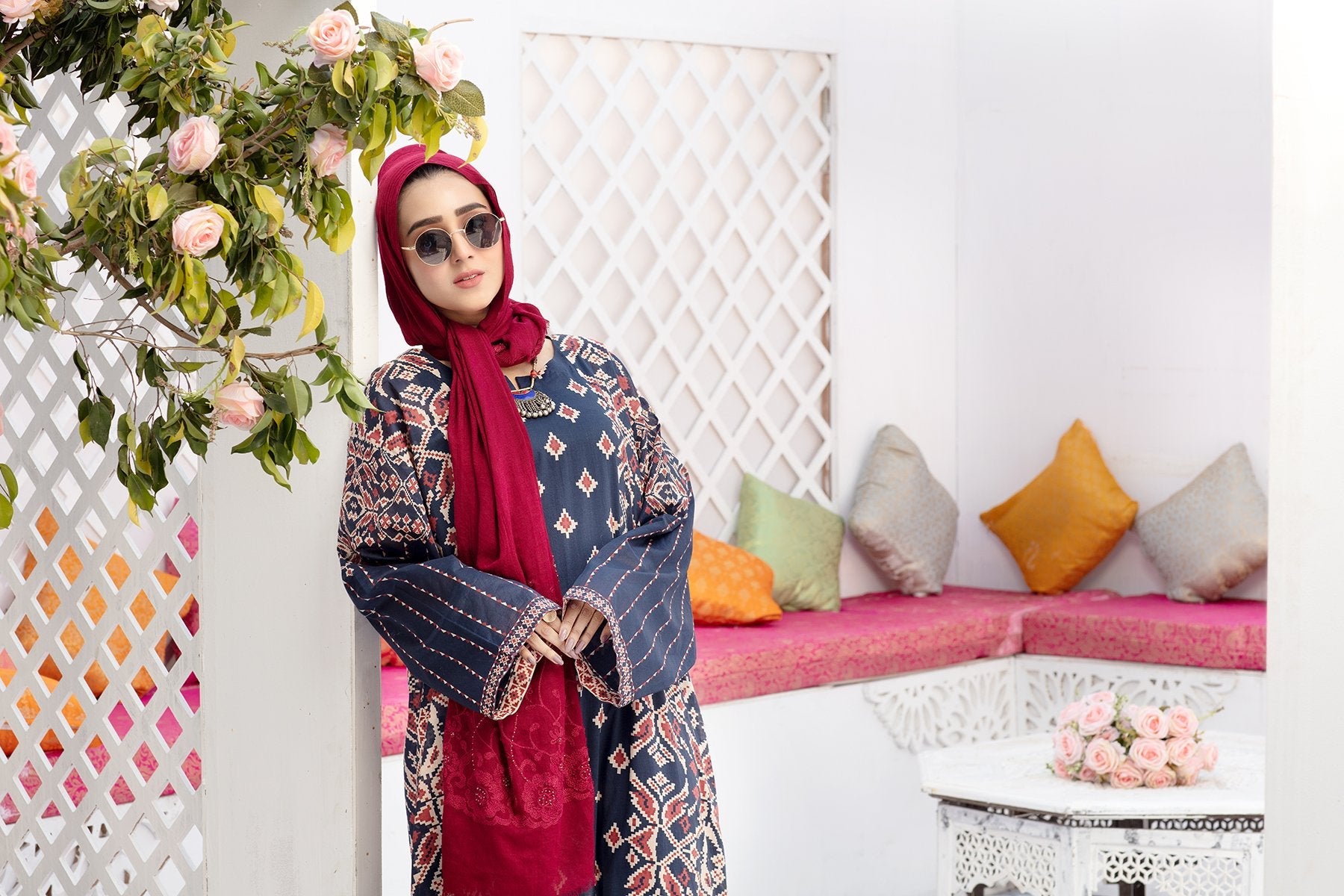 DS20-45 Printed Stitched Fustaan 1PC