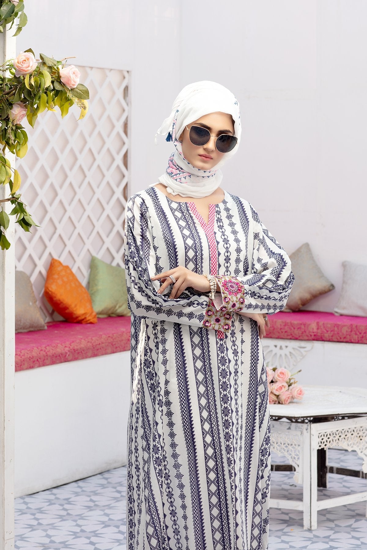 DS20-53 Printed Stitched Fustaan 1PC