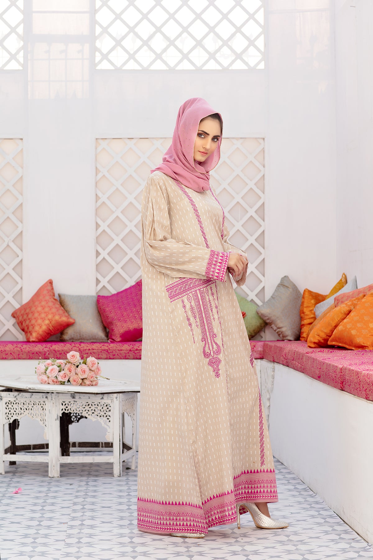 DS20-55 Printed Stitched Jalabiya – 1PC - Nishat Linen UAE