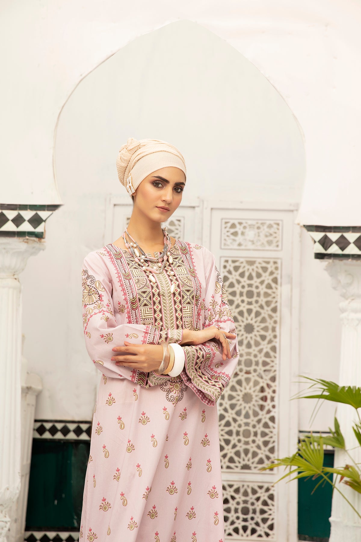 DS20-64 Printed Stitched Fustaan 1PC
