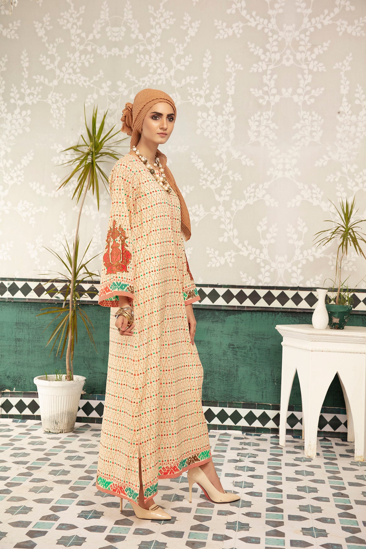 DS20-65 Printed Stitched Fustaan 1PC