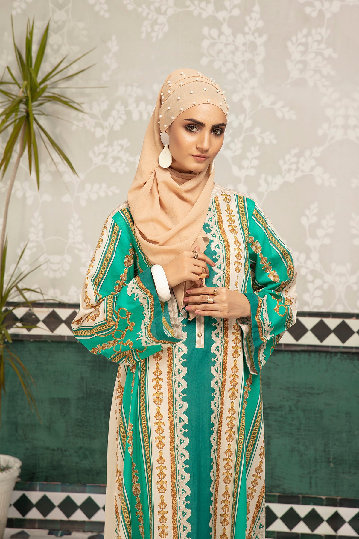 DS20-66 Printed Stitched Fustaan 1PC