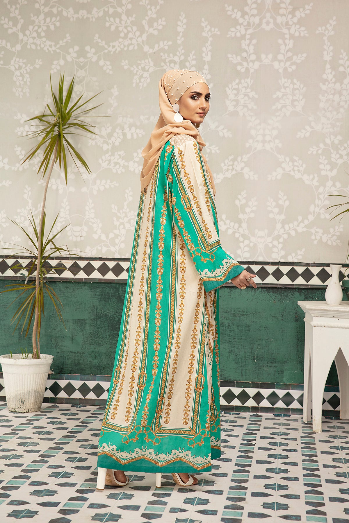 DS20-66 Printed Stitched Fustaan 1PC