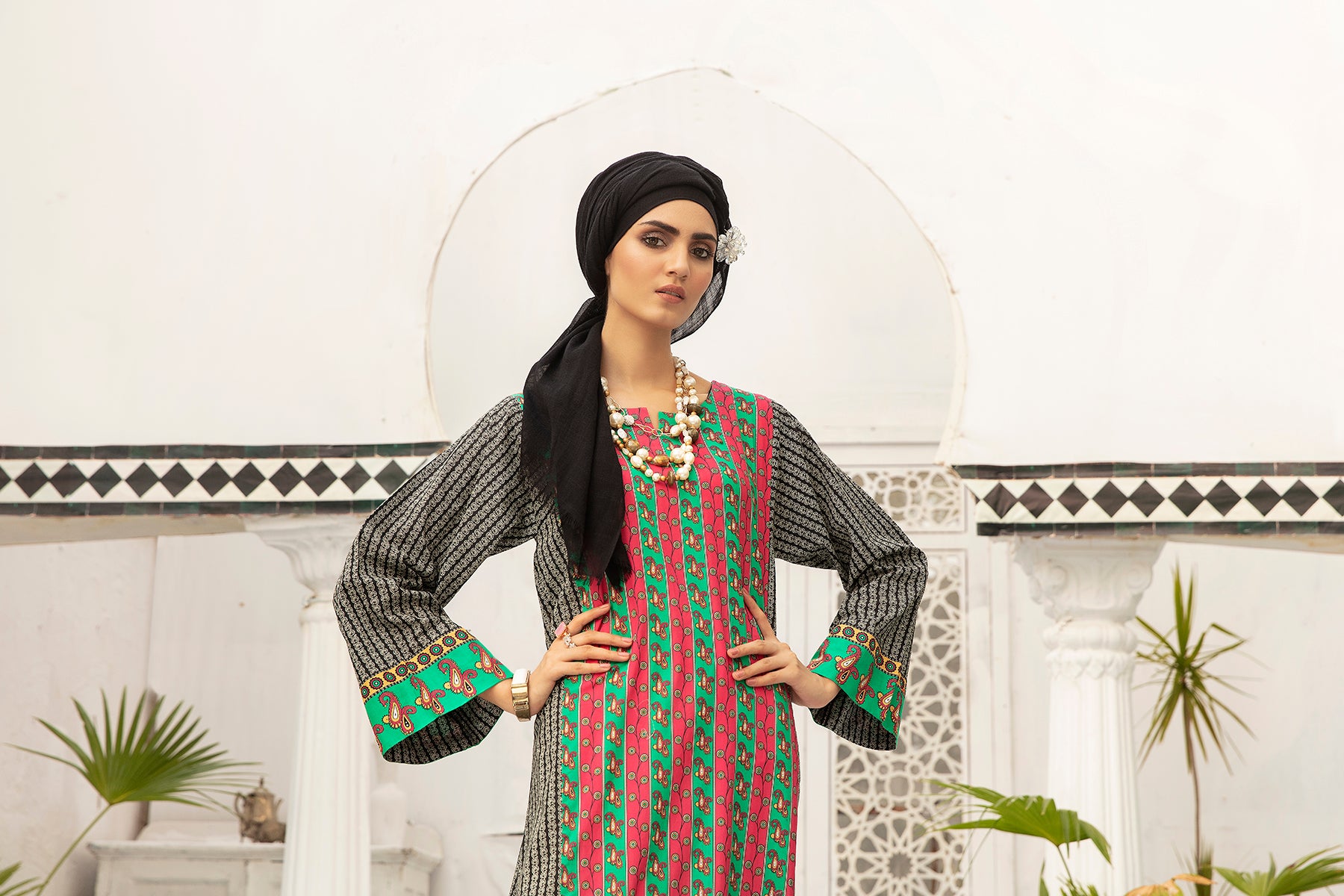 DS20-70 Printed Stitched Fustaan 1PC