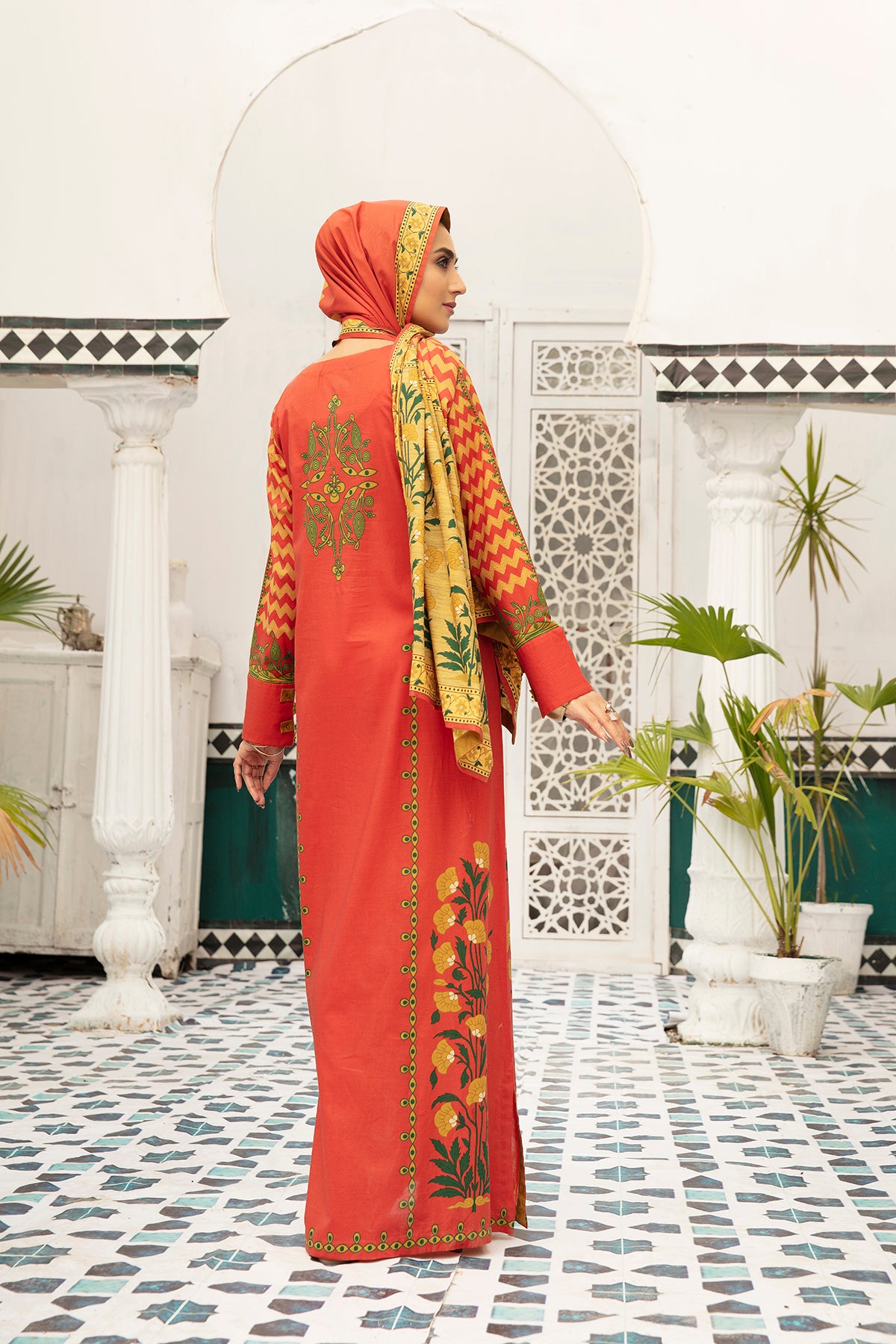 DS20-75 Printed Stitched Fustaan 1PC