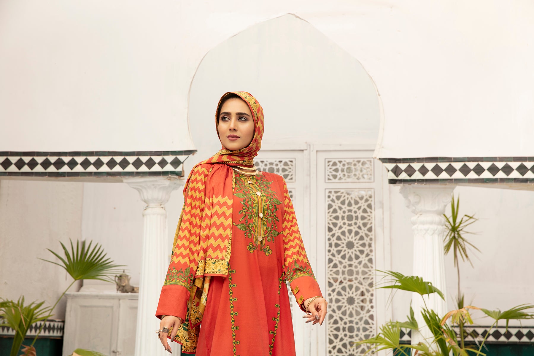 DS20-75 Printed Stitched Fustaan 1PC