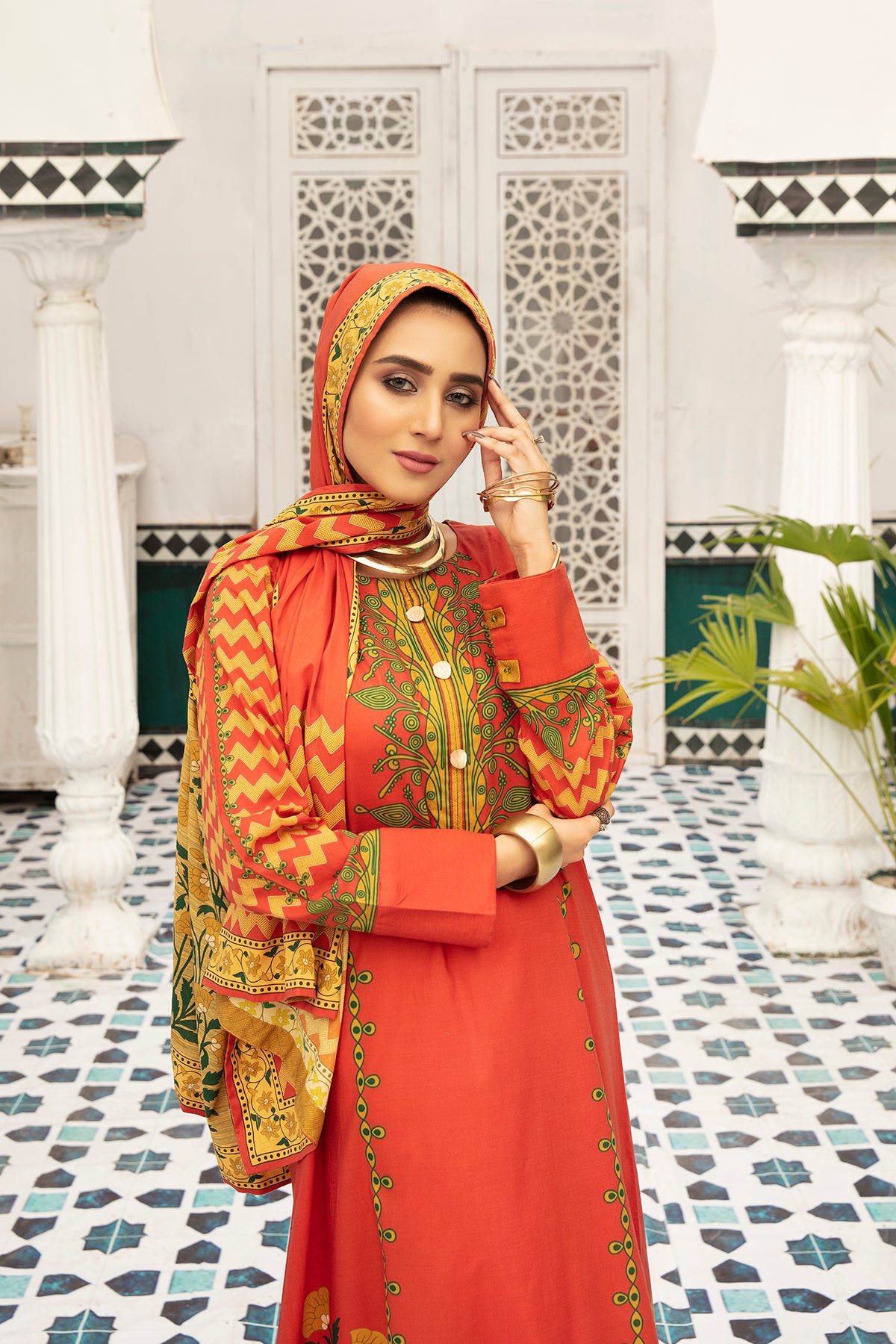 DS20-75 Printed Stitched Fustaan 1PC