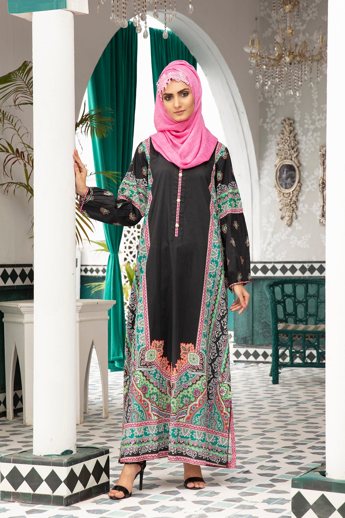 DS20-79 Printed Stitched Fustaan 1PC
