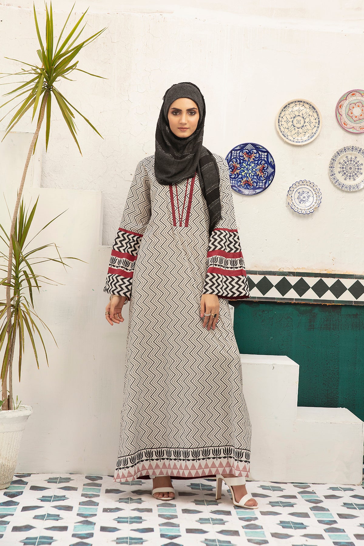 DS20-81 Printed Stitched Fustaan 1PC