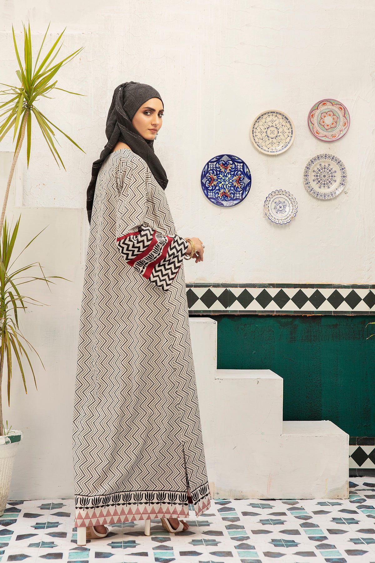 DS20-81 Printed Stitched Fustaan 1PC