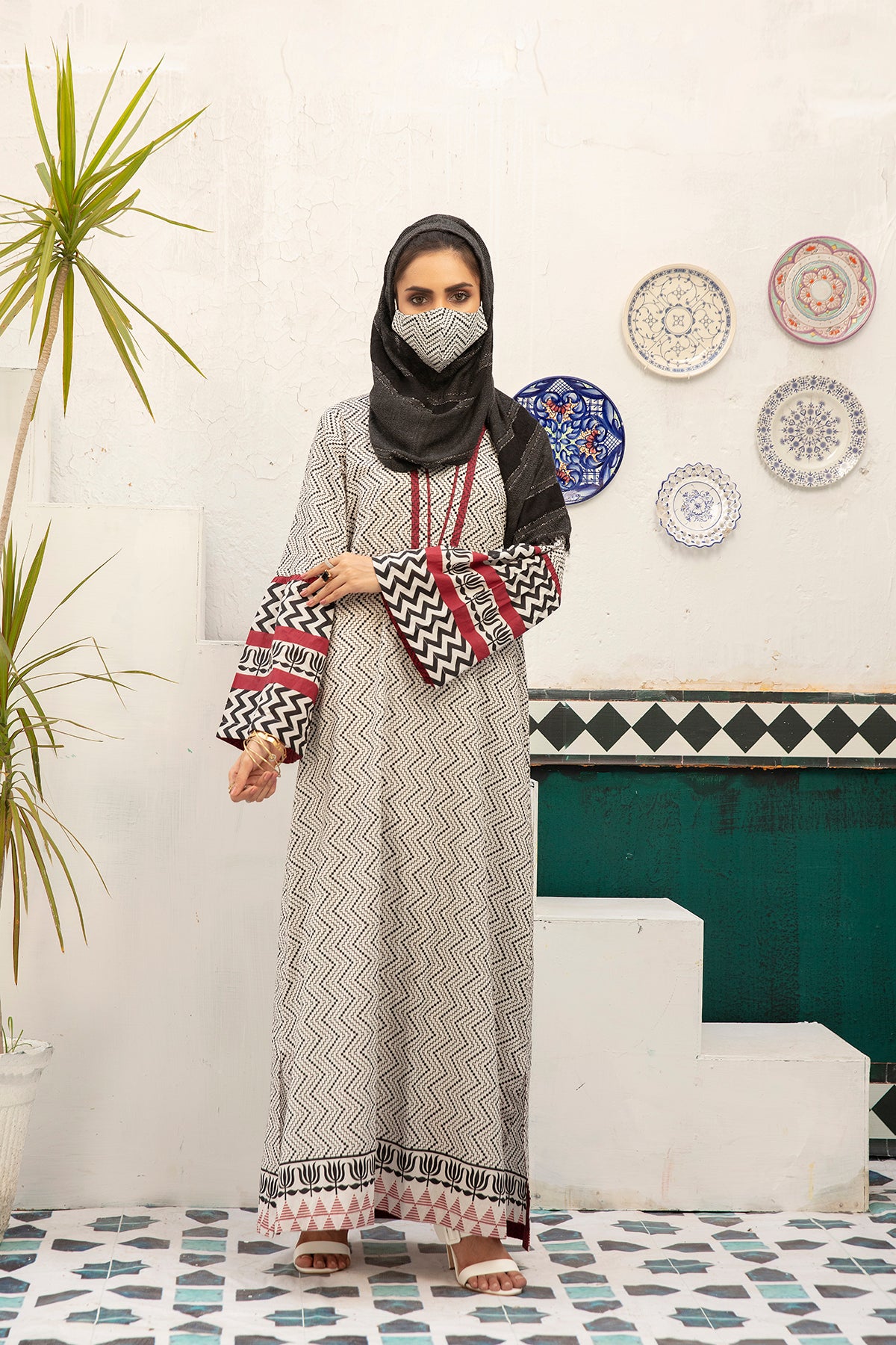 DS20-81 Printed Stitched Fustaan 1PC