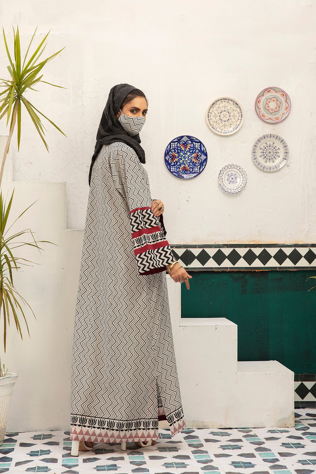 DS20-81 Printed Stitched Fustaan 1PC