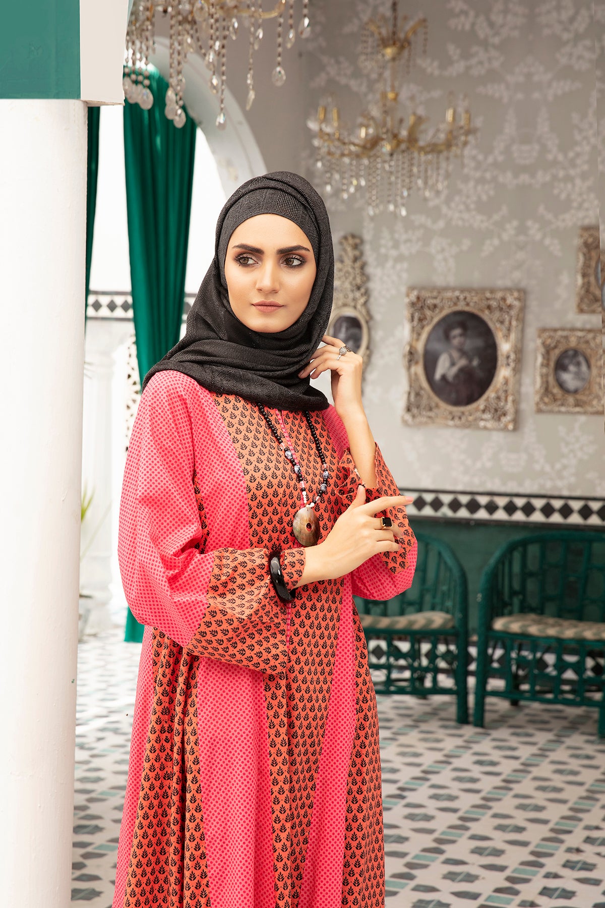 DS20-86 Printed Stitched Fustaan 1PC