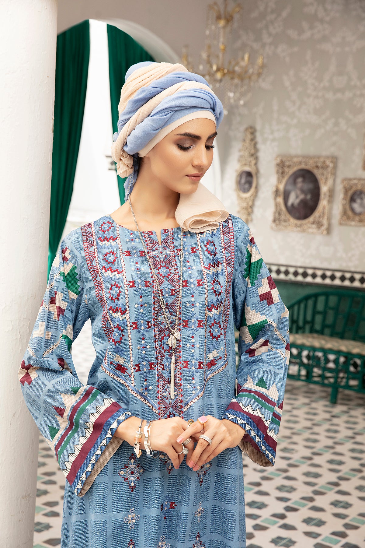 DS20-87 Printed Embroidered Stitched Fustaan 1PC