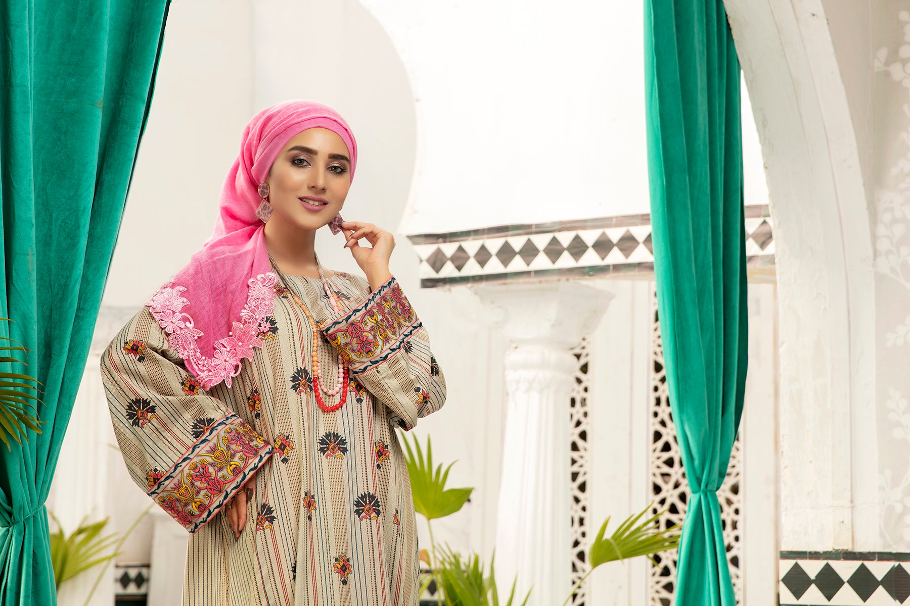 DS20-98 Printed Stitched Fustaan 1PC