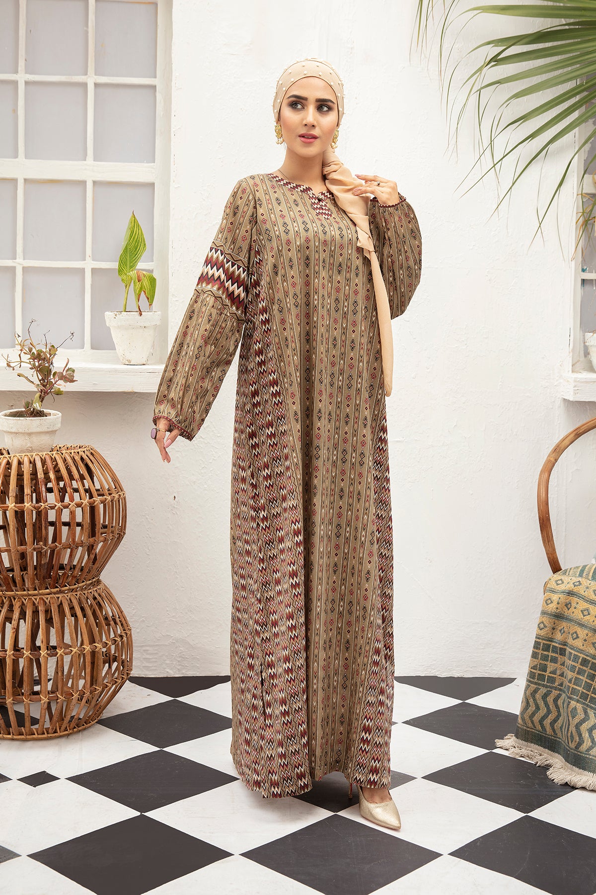 DS21-101-Digital Lawn Stitched Fustaan with Mask - 1PC