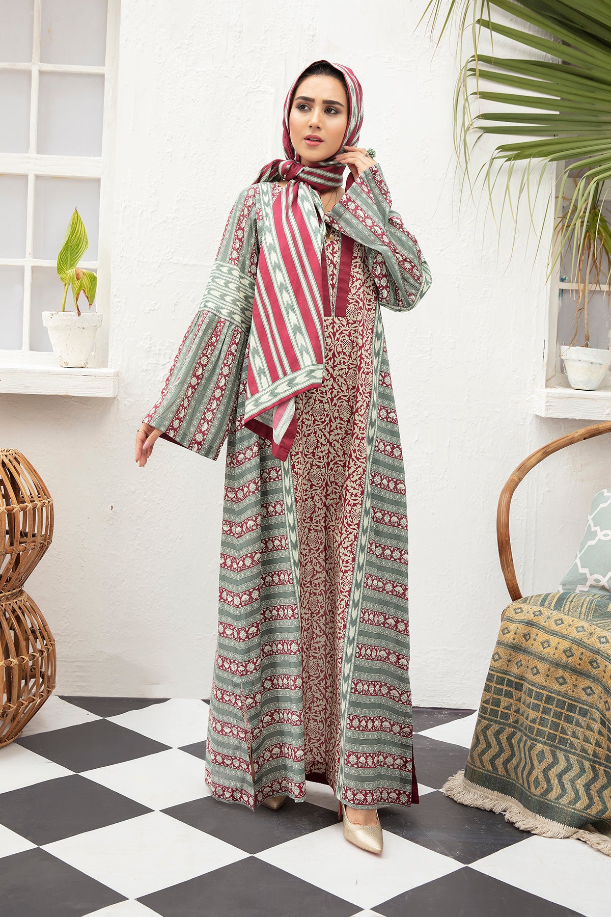 DS21-102 -Digital Lawn Stitched Fustaan 2PC