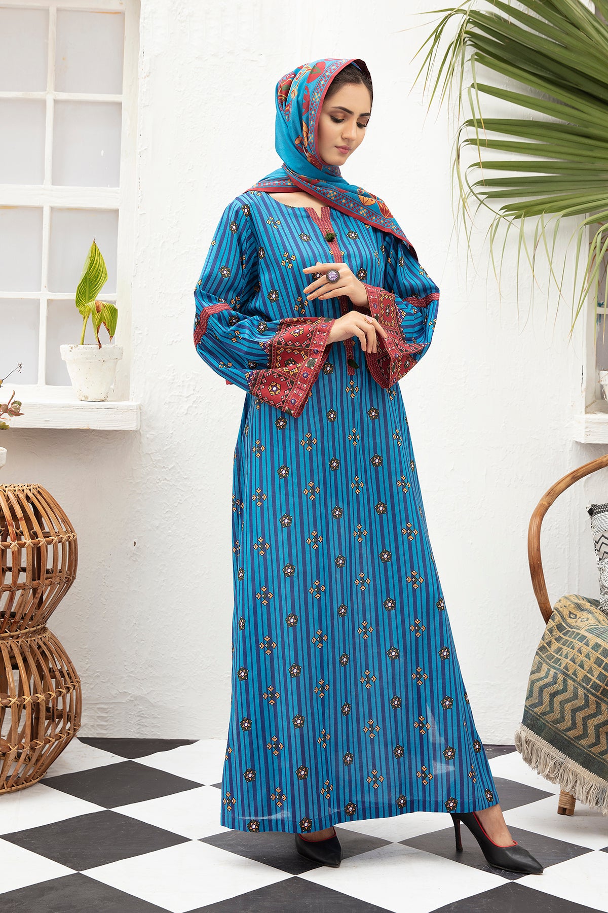 DS21-103-Digital Lawn Stitched Fustaan - 2PC