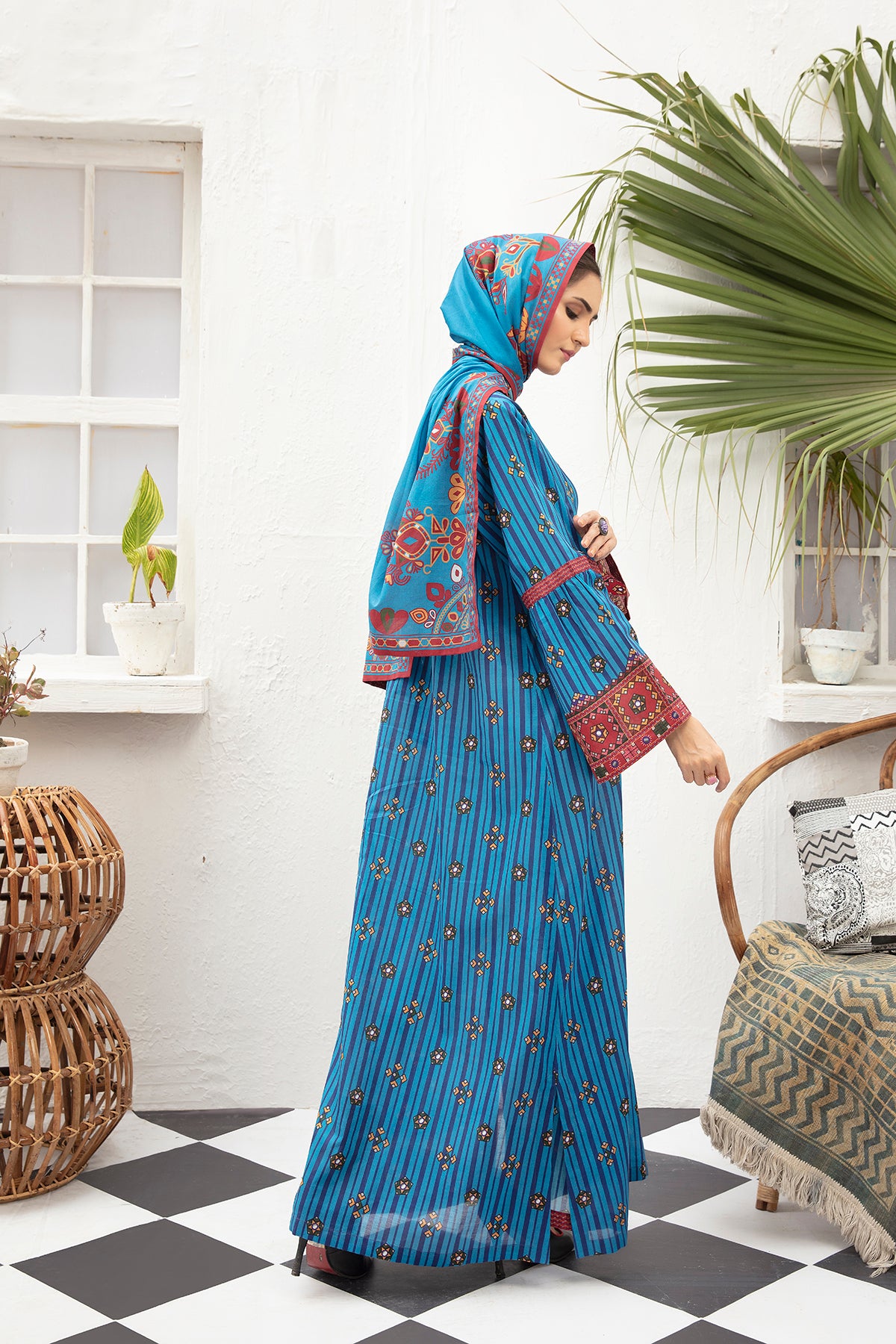 DS21-103-Digital Lawn Stitched Fustaan - 2PC