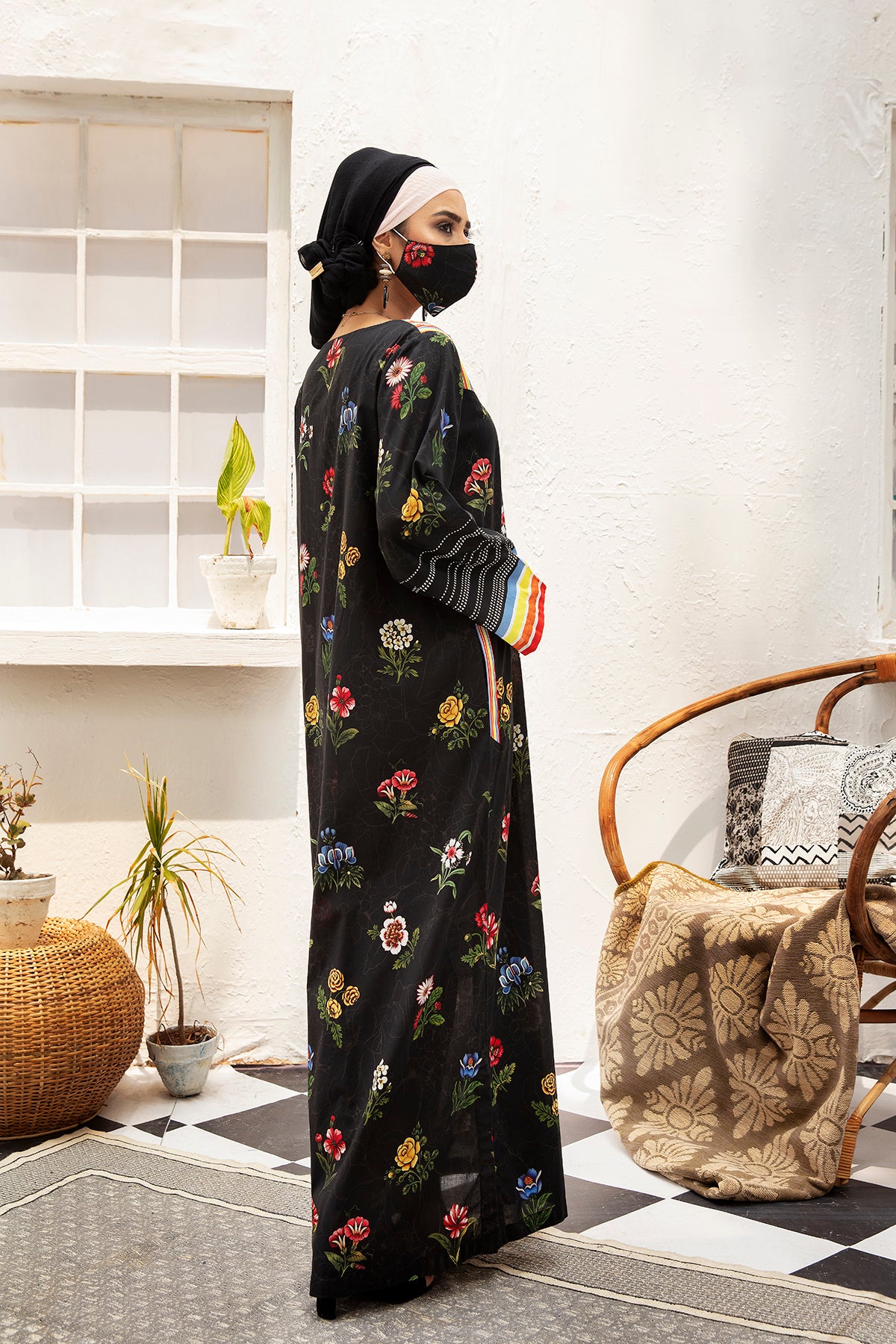 DS21-105-Digital Cambric Stitched Fustaan 1PC