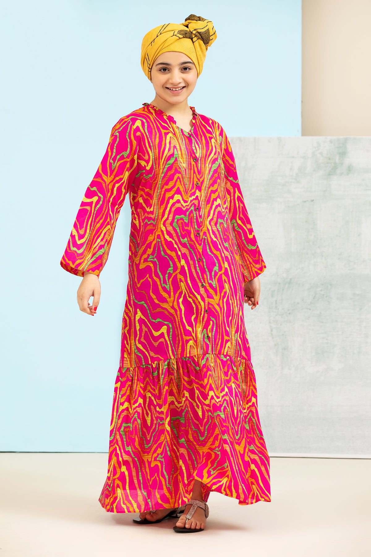 DS21-120-Printed Lawn Kids Fustaan