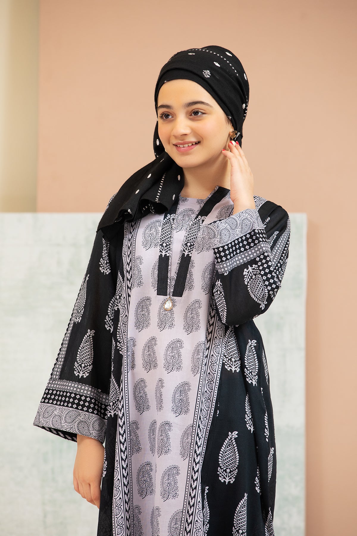 DS21-124-Printed Lawn Kids Fustaan